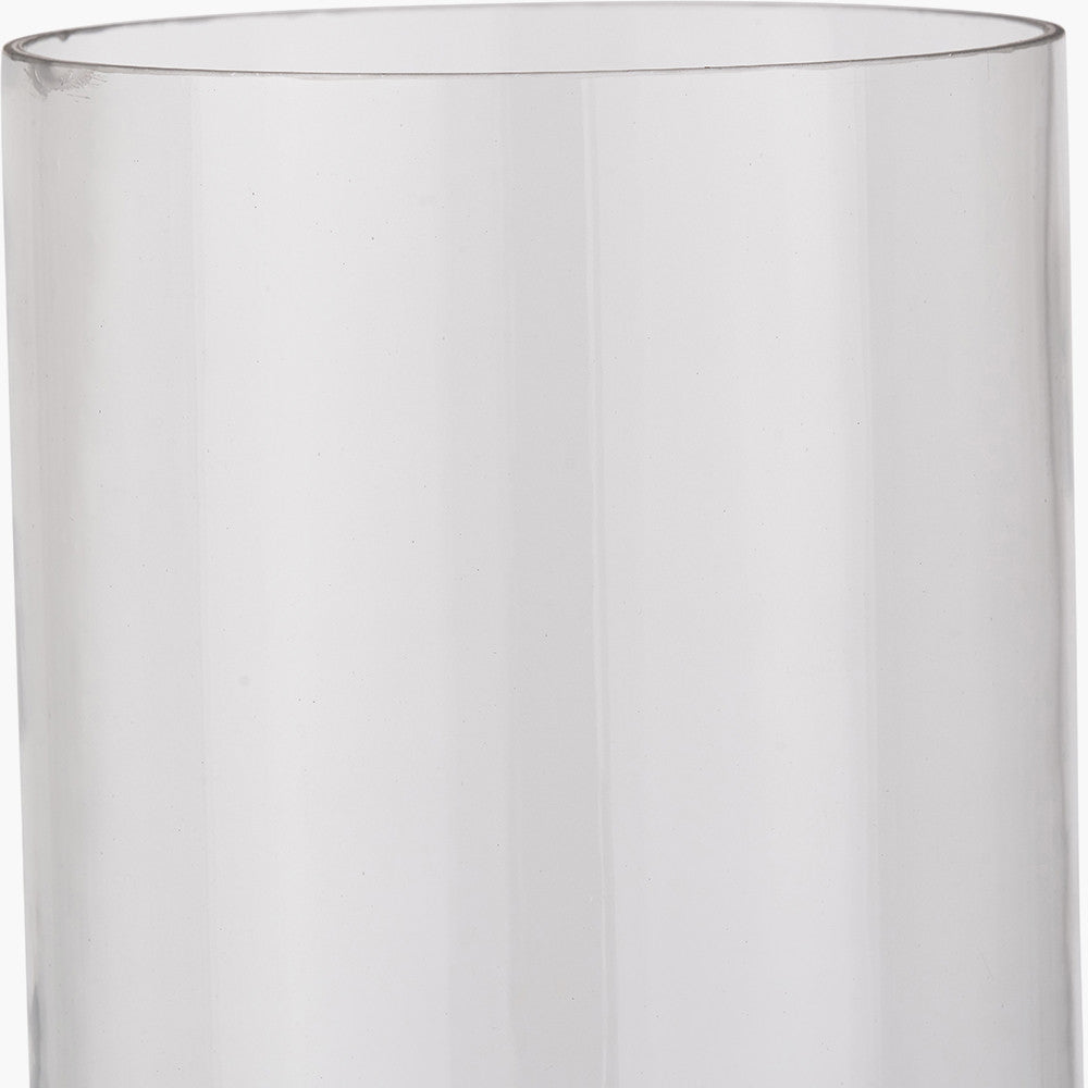 Antique Brass Finish Metal and Clear Glass Hurricane Large