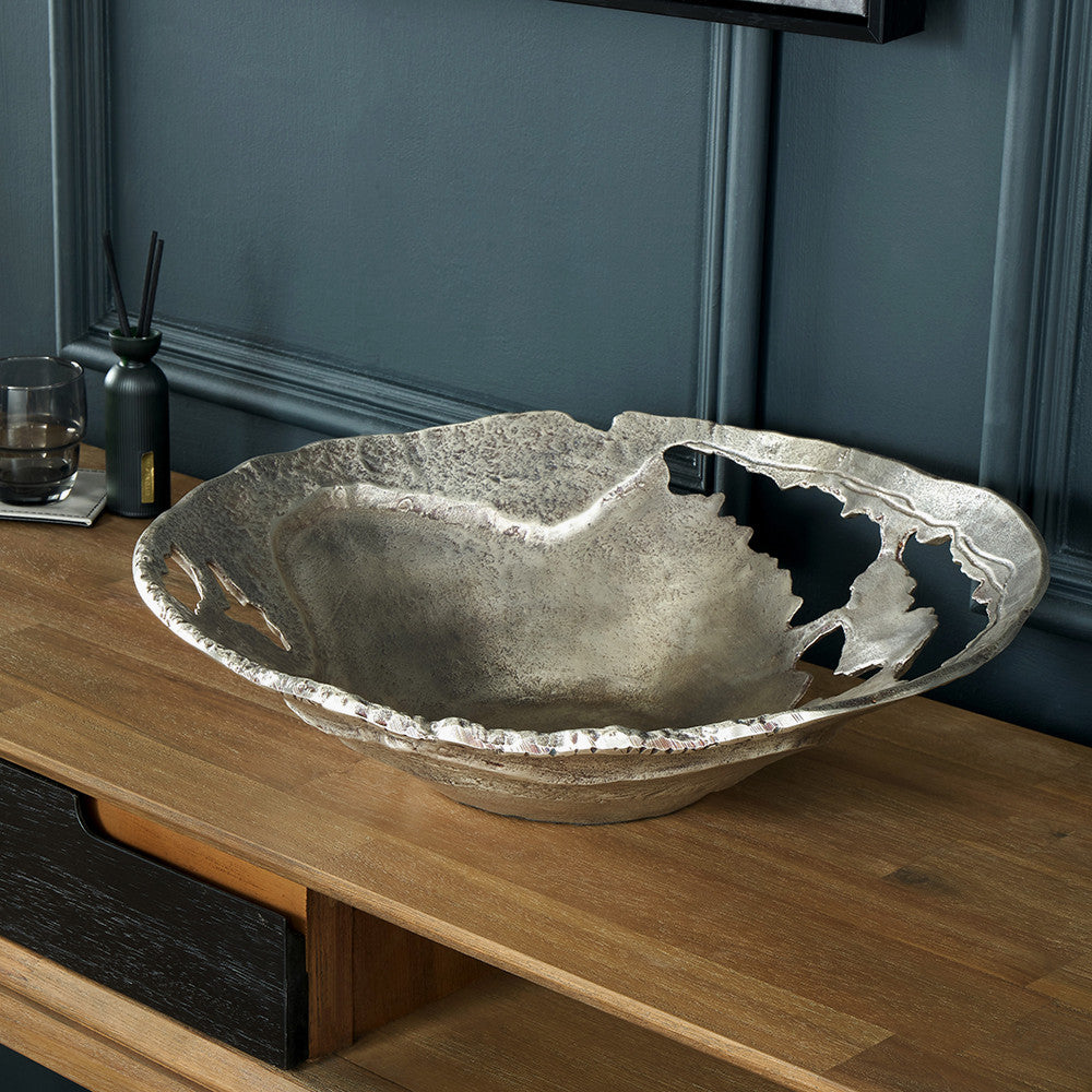 Antique Silver Cast Metal Decorative Bowl