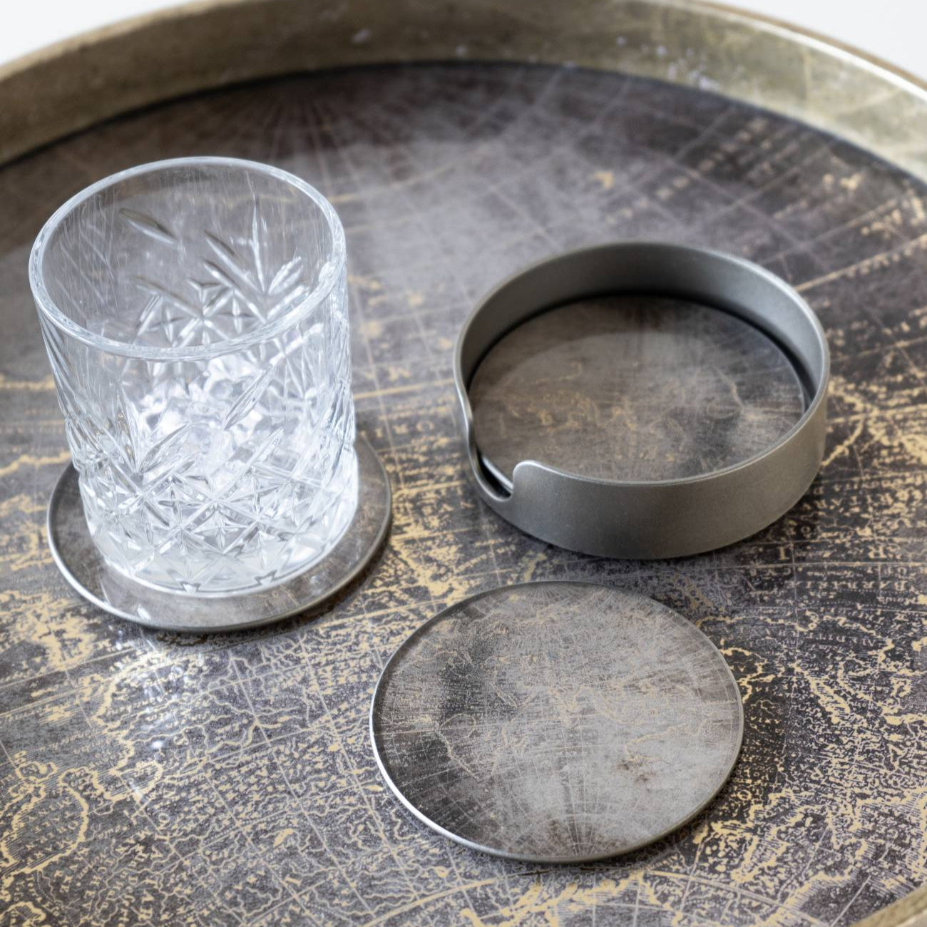 Set of 4 Vienna Antique Gold Atlas Coasters - CLEARANCE