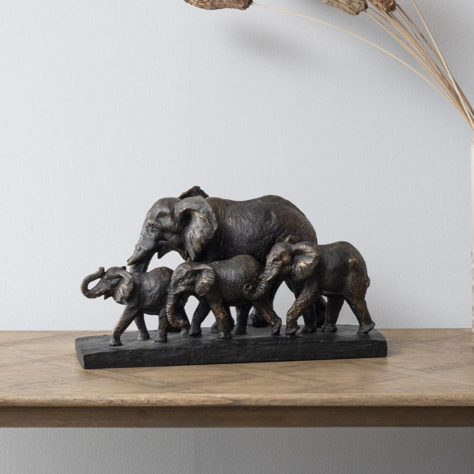 Antique Bronze Parade Of Elephants Sculpture