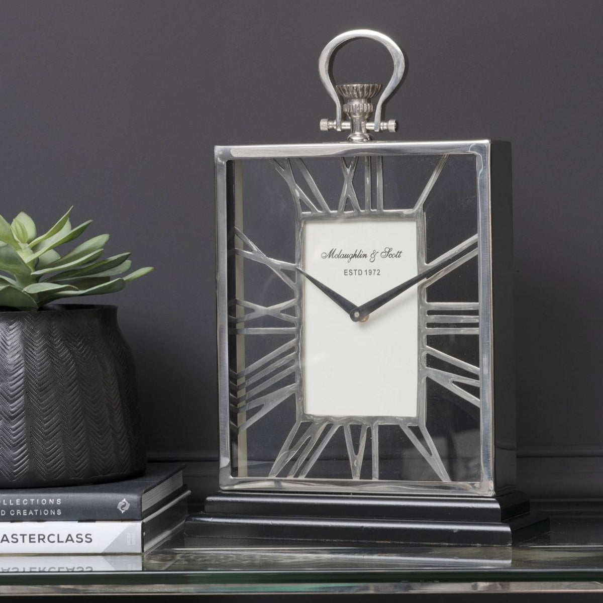 Silver & Black Skeletal Mantel Clock