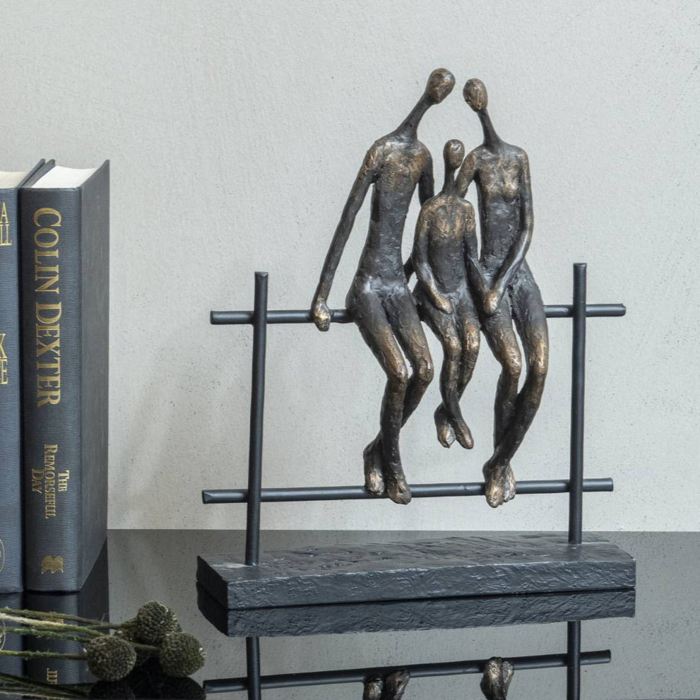 Antique Bronze Duxford Bench Family Of Three