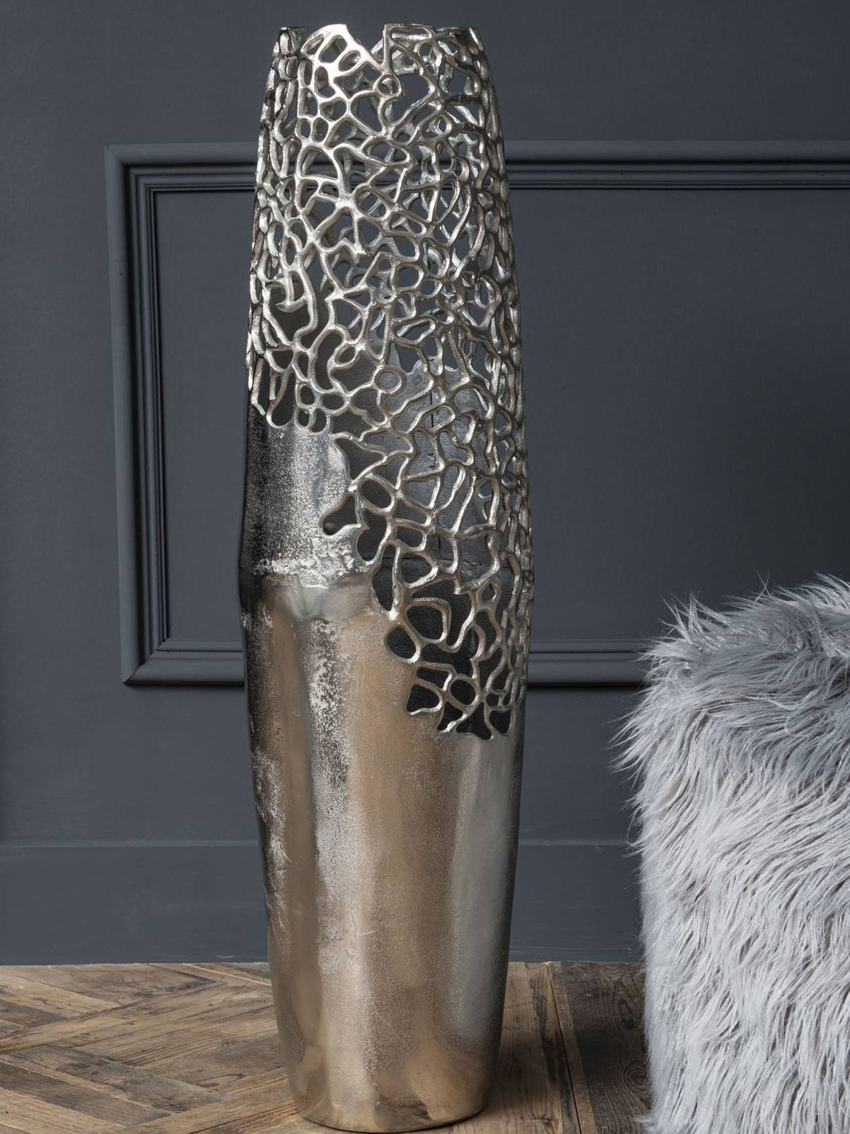 Apo Aluminium Silver Coral Vase | Large