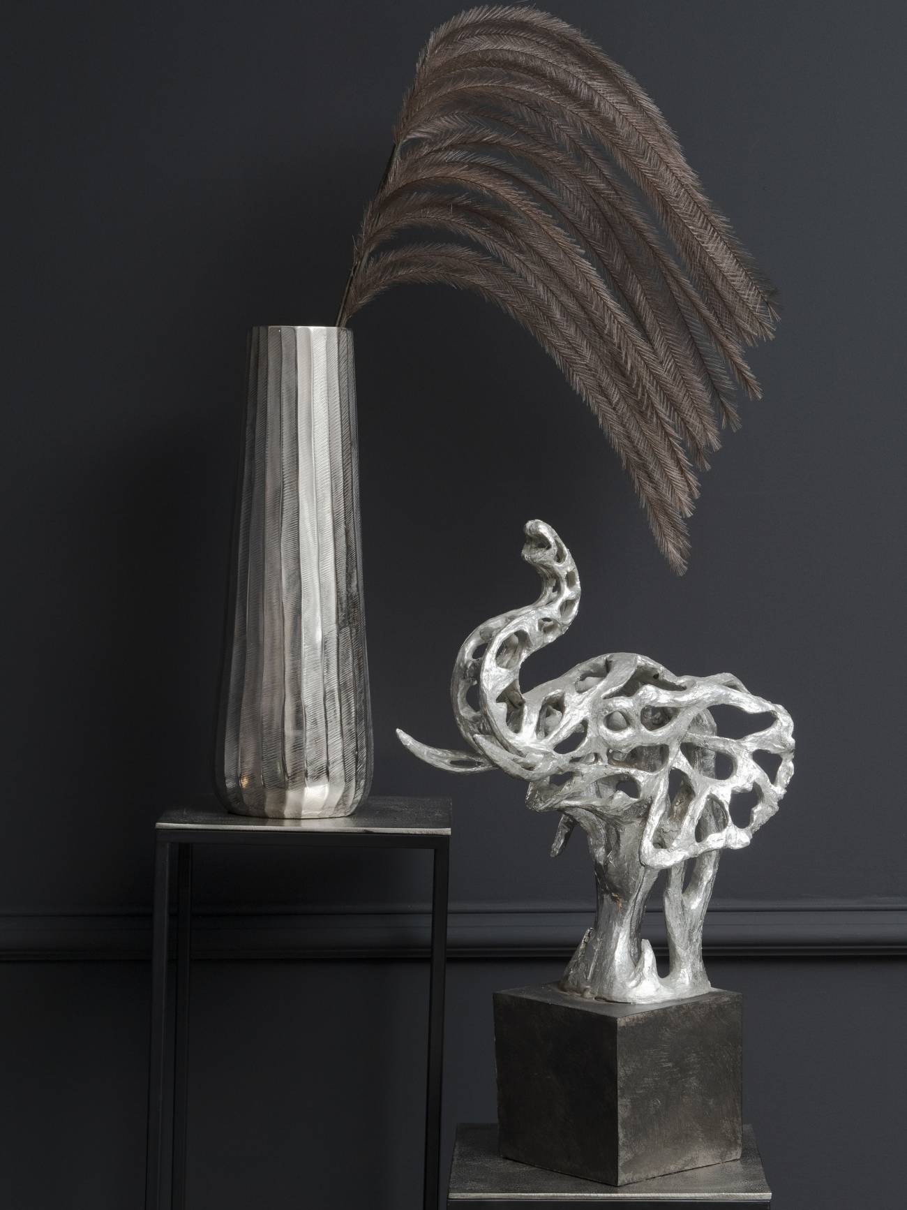 Addo Silver Elephant Head Sculpture lifestyle