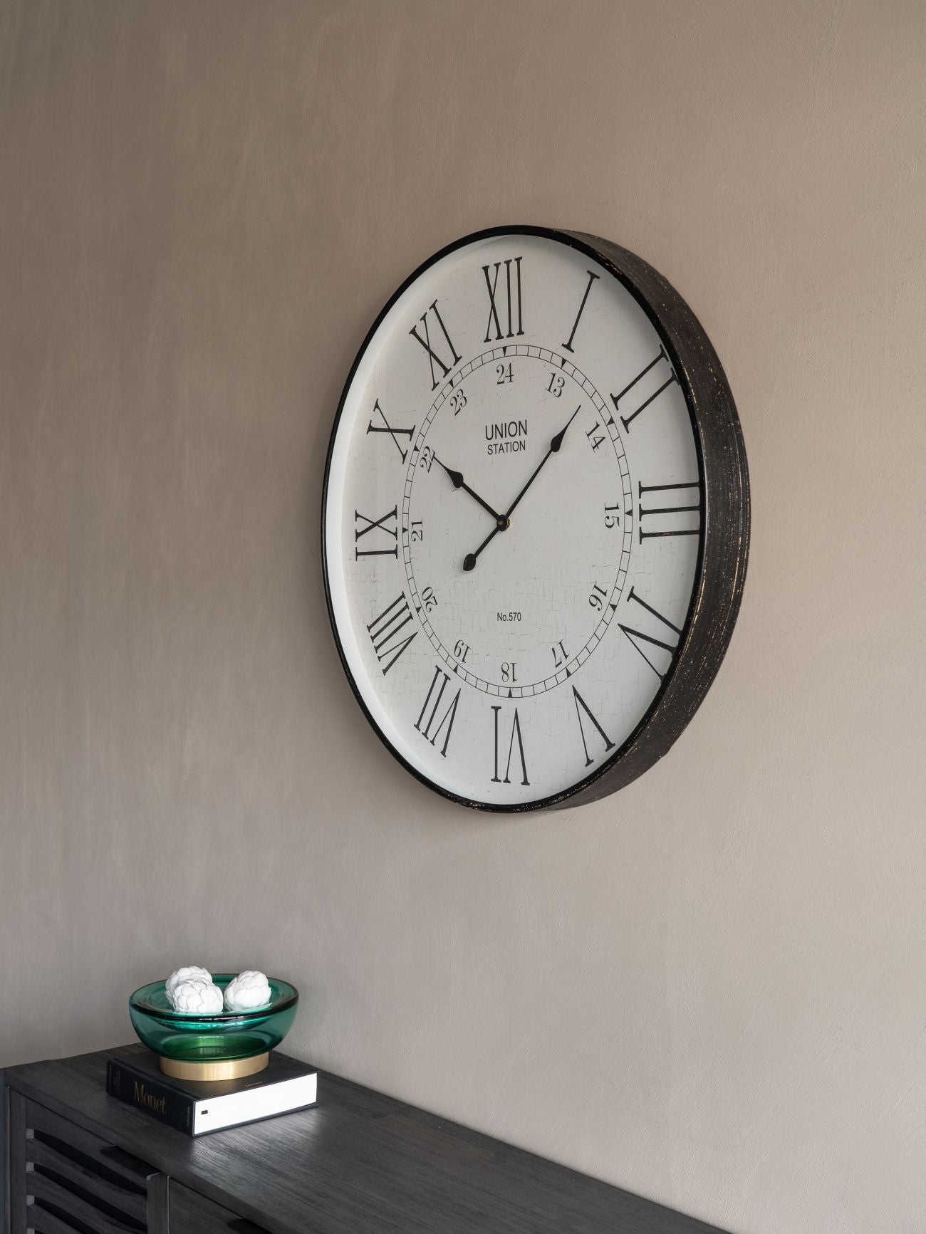 Union Station White Face Wall Clock lifestyle