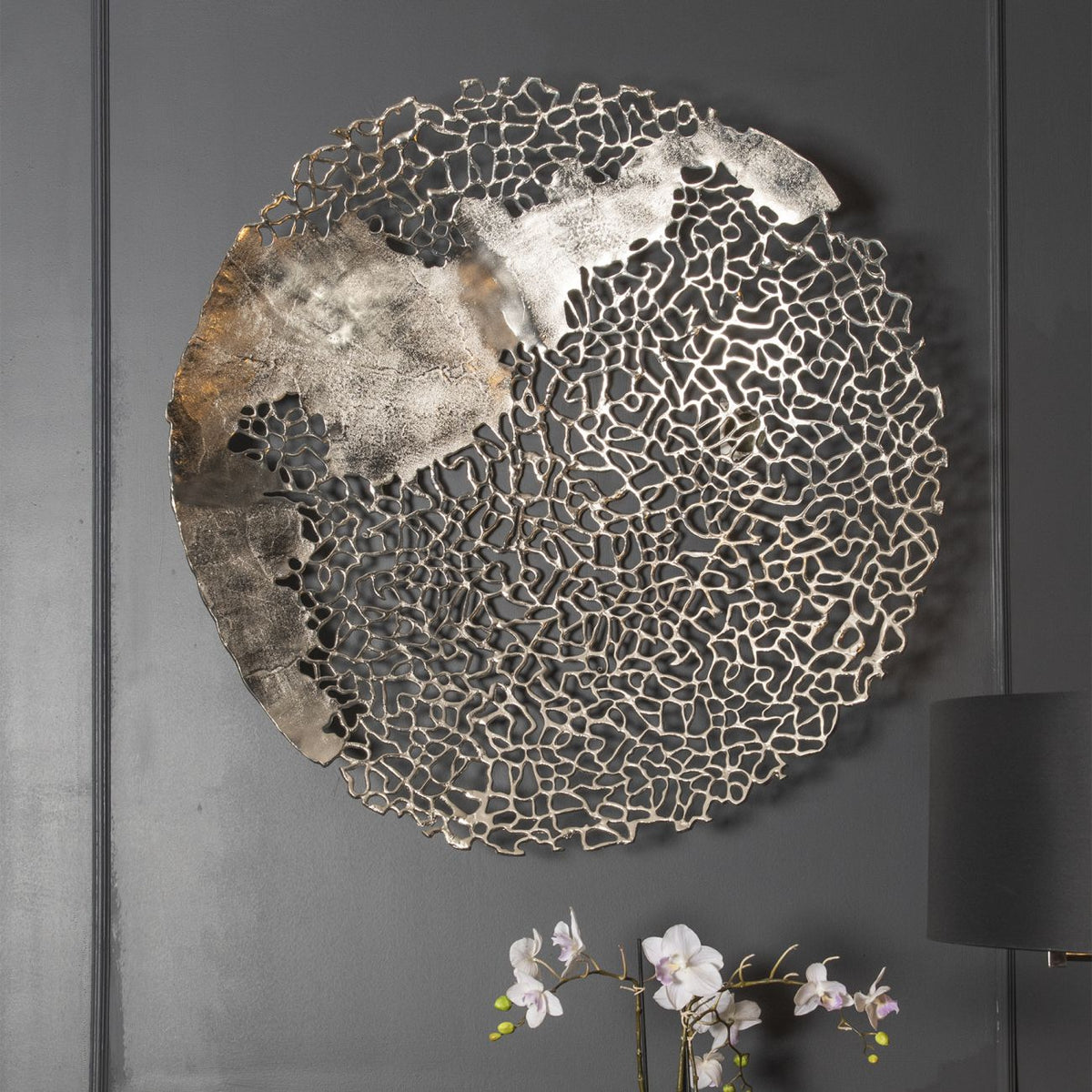 Apo Aluminium Silver Coral Wall Art Sculpture | Large