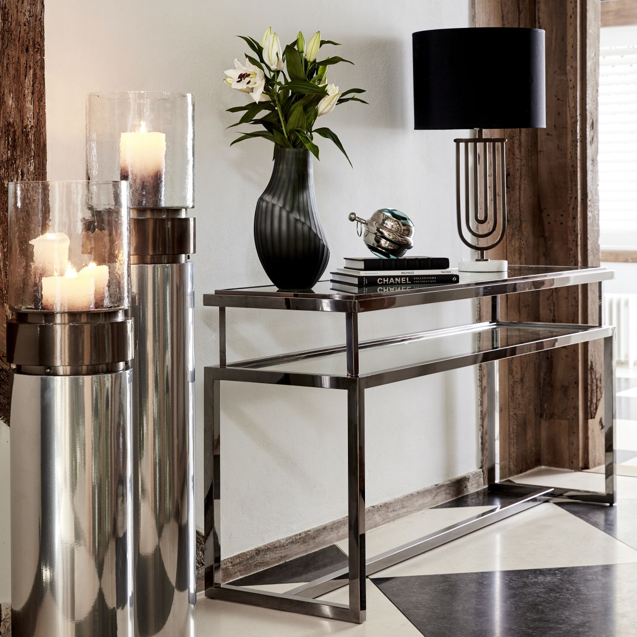 Belgravia Stainless Steel & Glass Console Table
