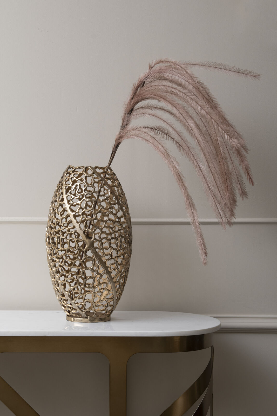 Aussie Gold Aluminium Coral Barrel Vase
