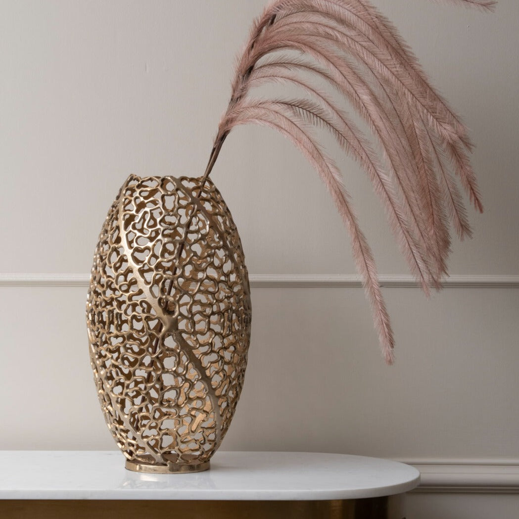 Aussie Gold Aluminium Coral Barrel Vase
