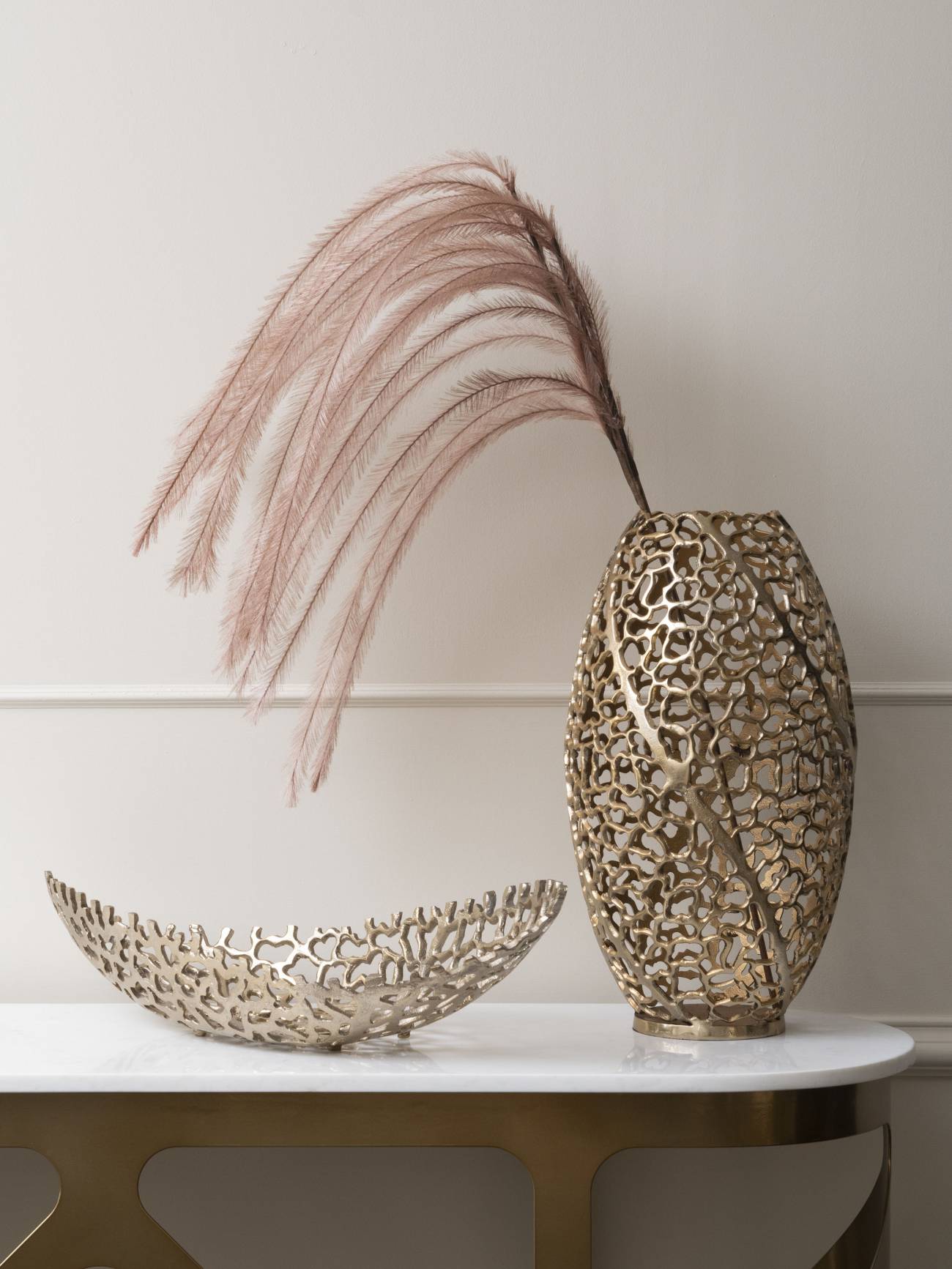 Aussie Gold Aluminium Coral Ellipse Bowl lifestyle