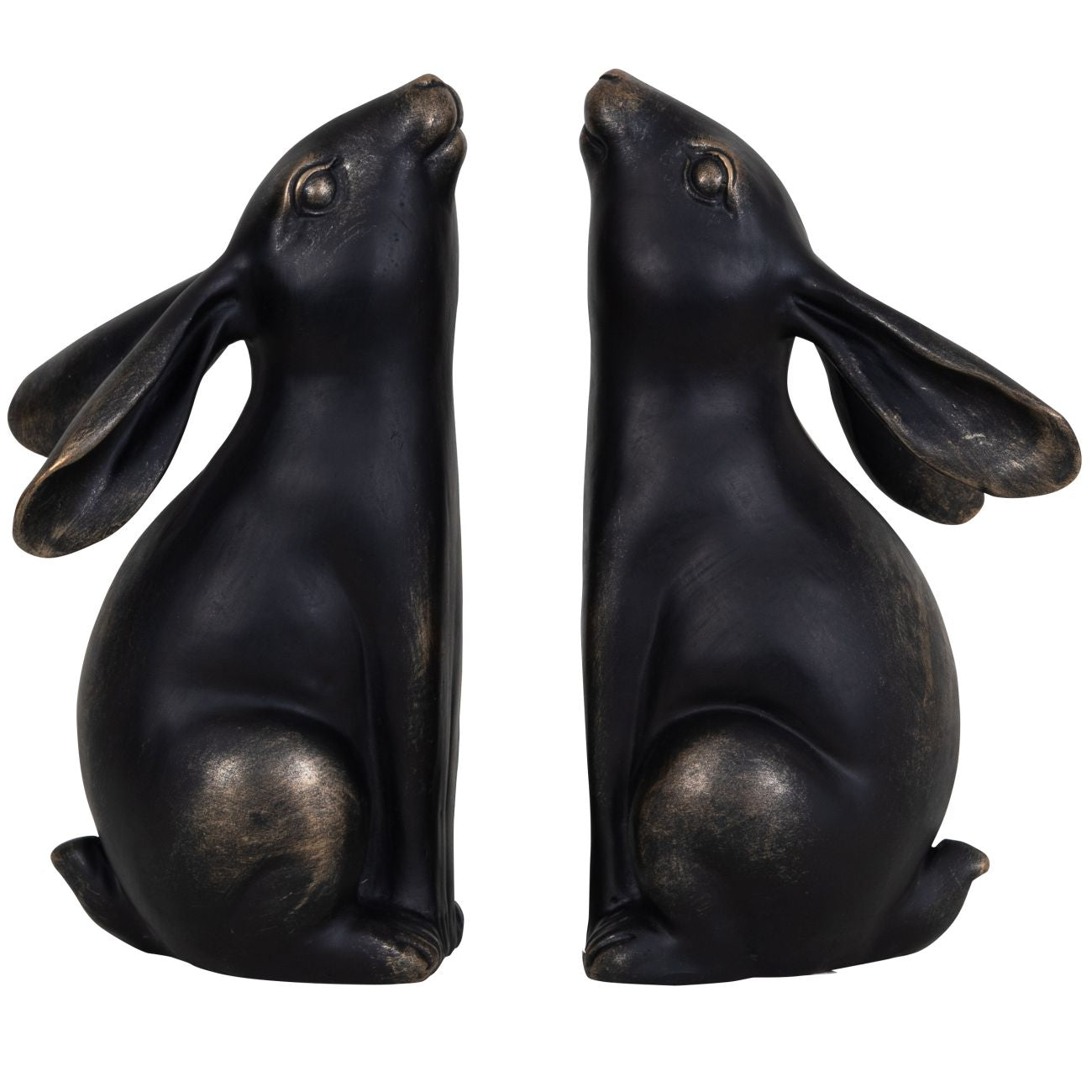 Antique Bronze Hare Pair Sculpture Bookends
