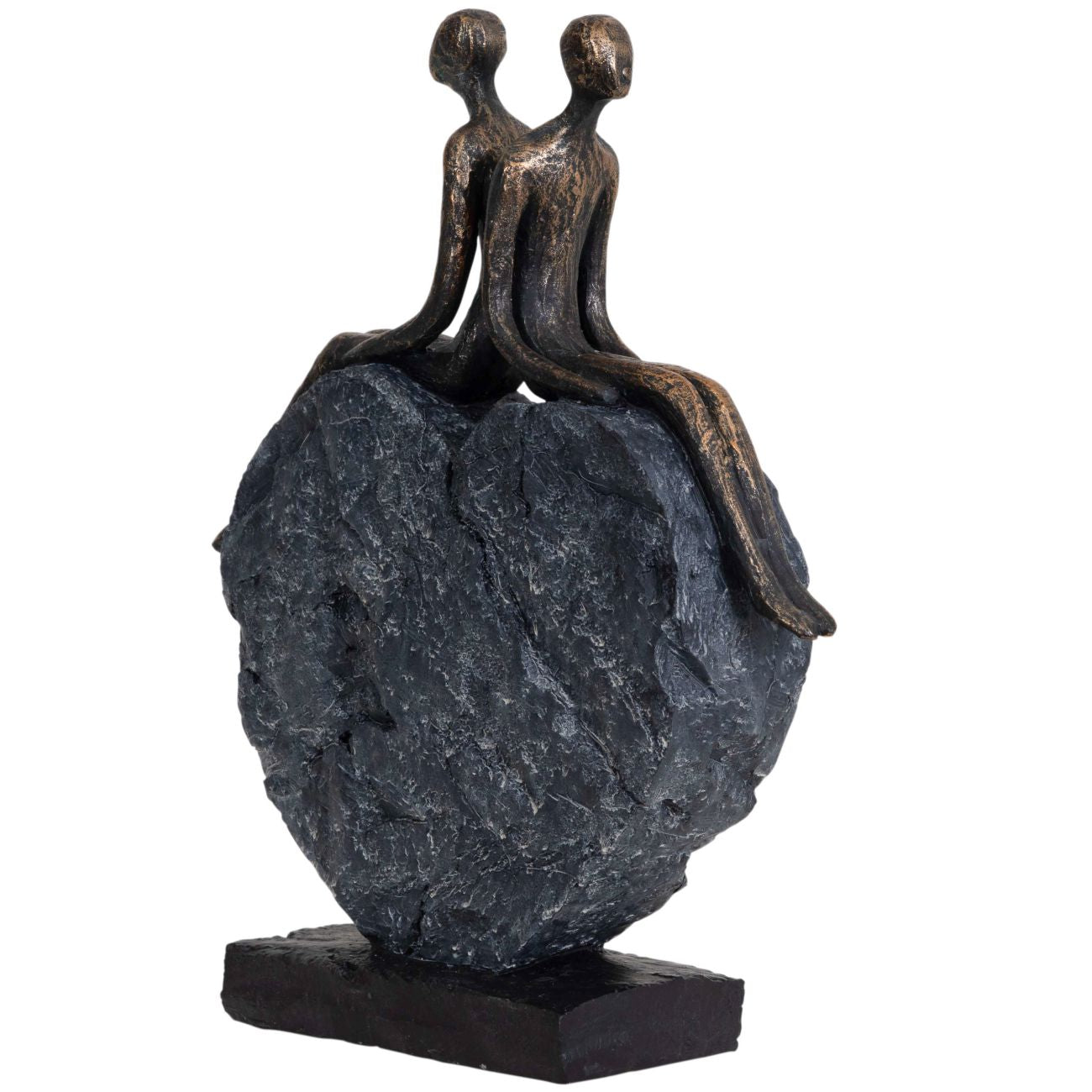 Antique Bronze & Stone Couple Love Heart Sculpture product detail
