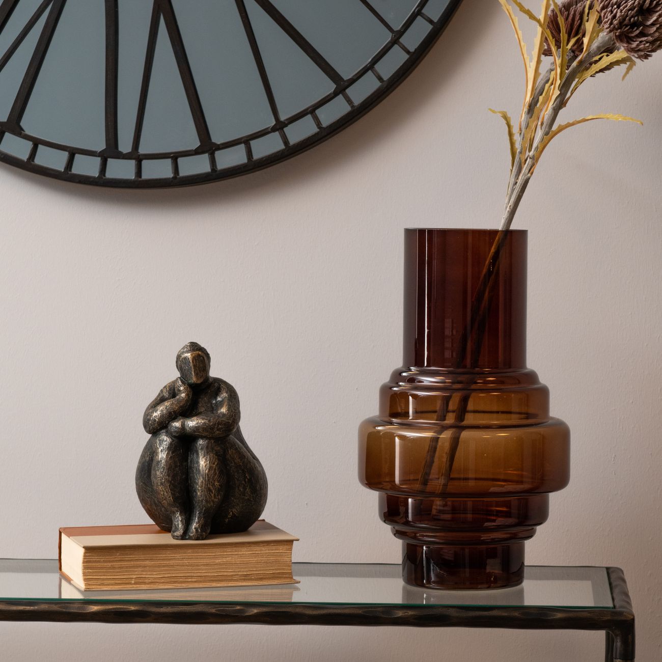 Antique Bronze Athena Contemplating Feminine Sculpture