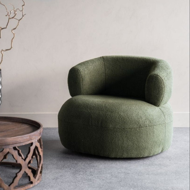 Luna Hunter Green Boucle Armchair