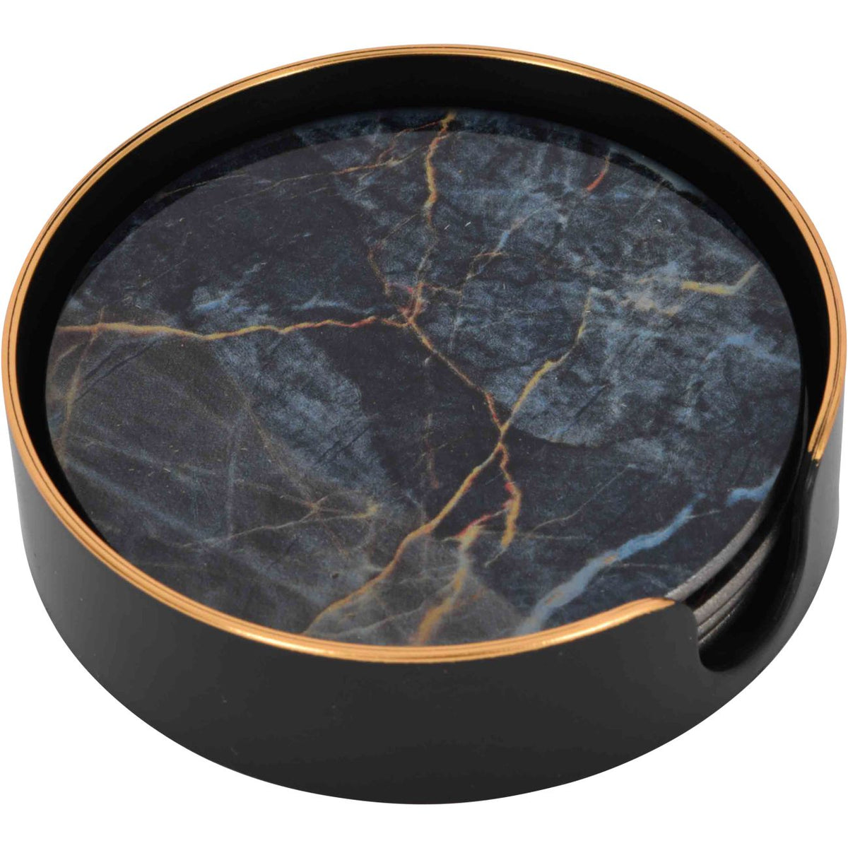 Set of 4 Vesuvius Blue & Gold Coasters