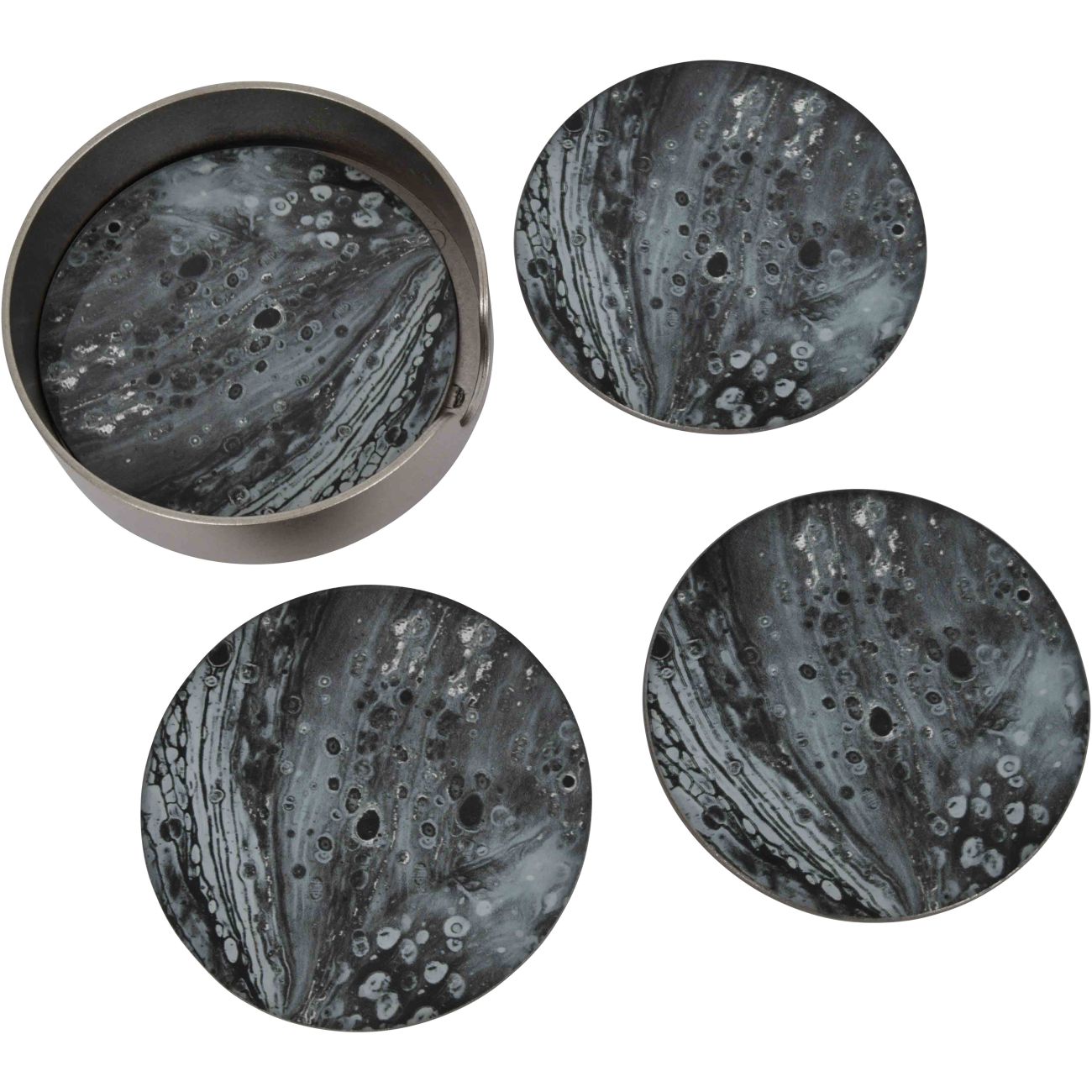 Set of 4 Monochrome Swirl Coasters