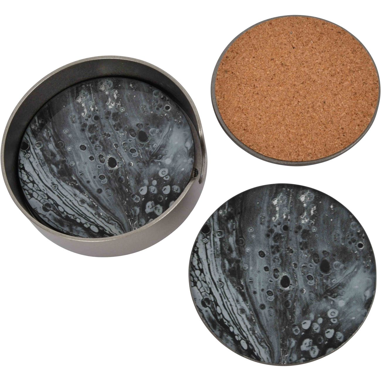 Set of 4 Monochrome Swirl Coasters