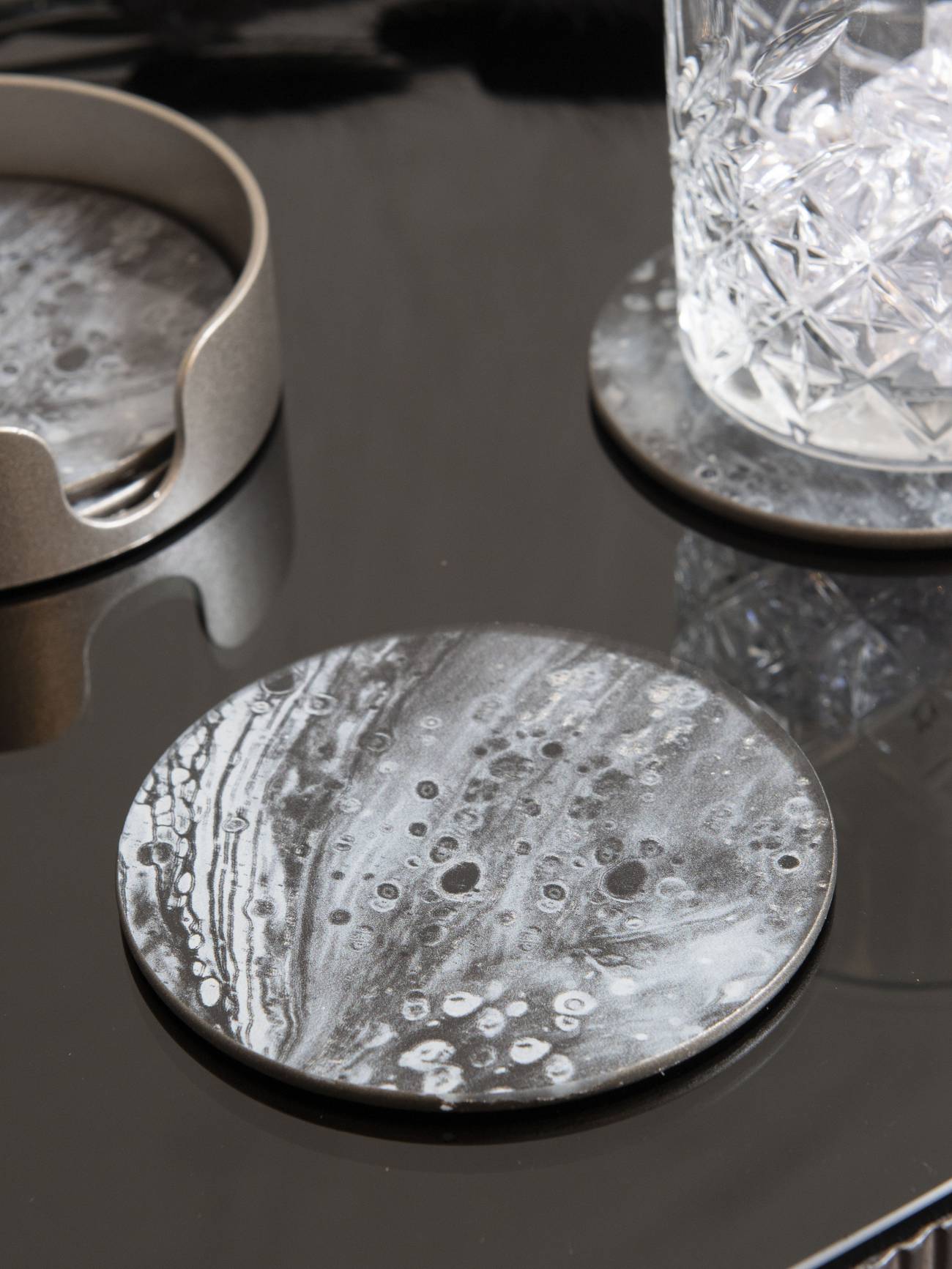 Set of 4 Monochrome Swirl Coasters