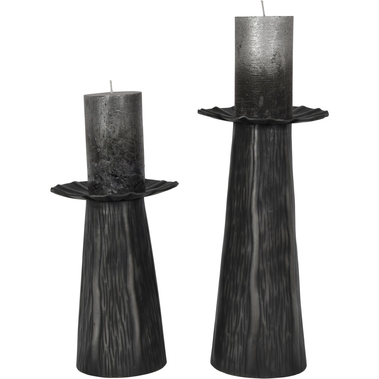 Pelham Matte Black Textured Pillar Candle Holder Large