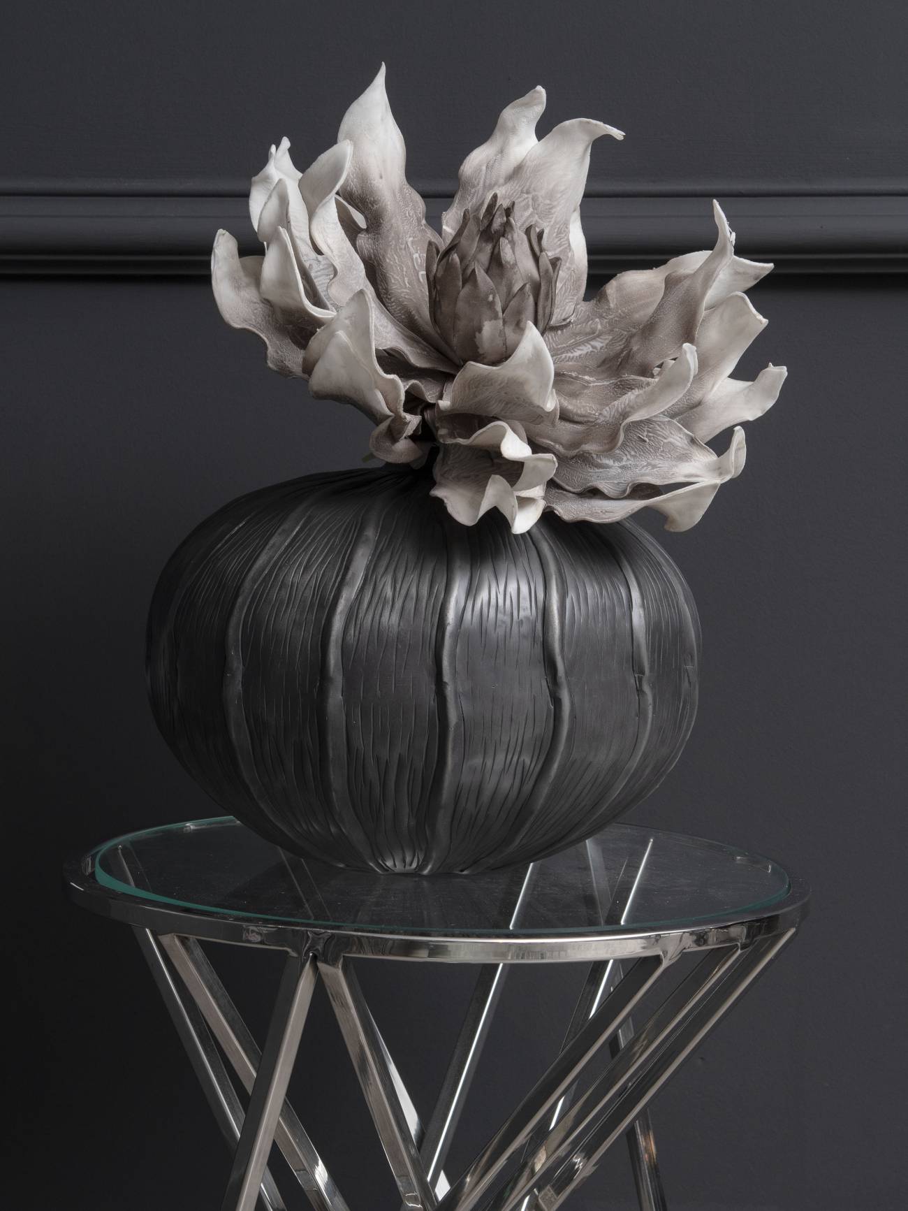 Pelham Matte Black Textured Squat Vase