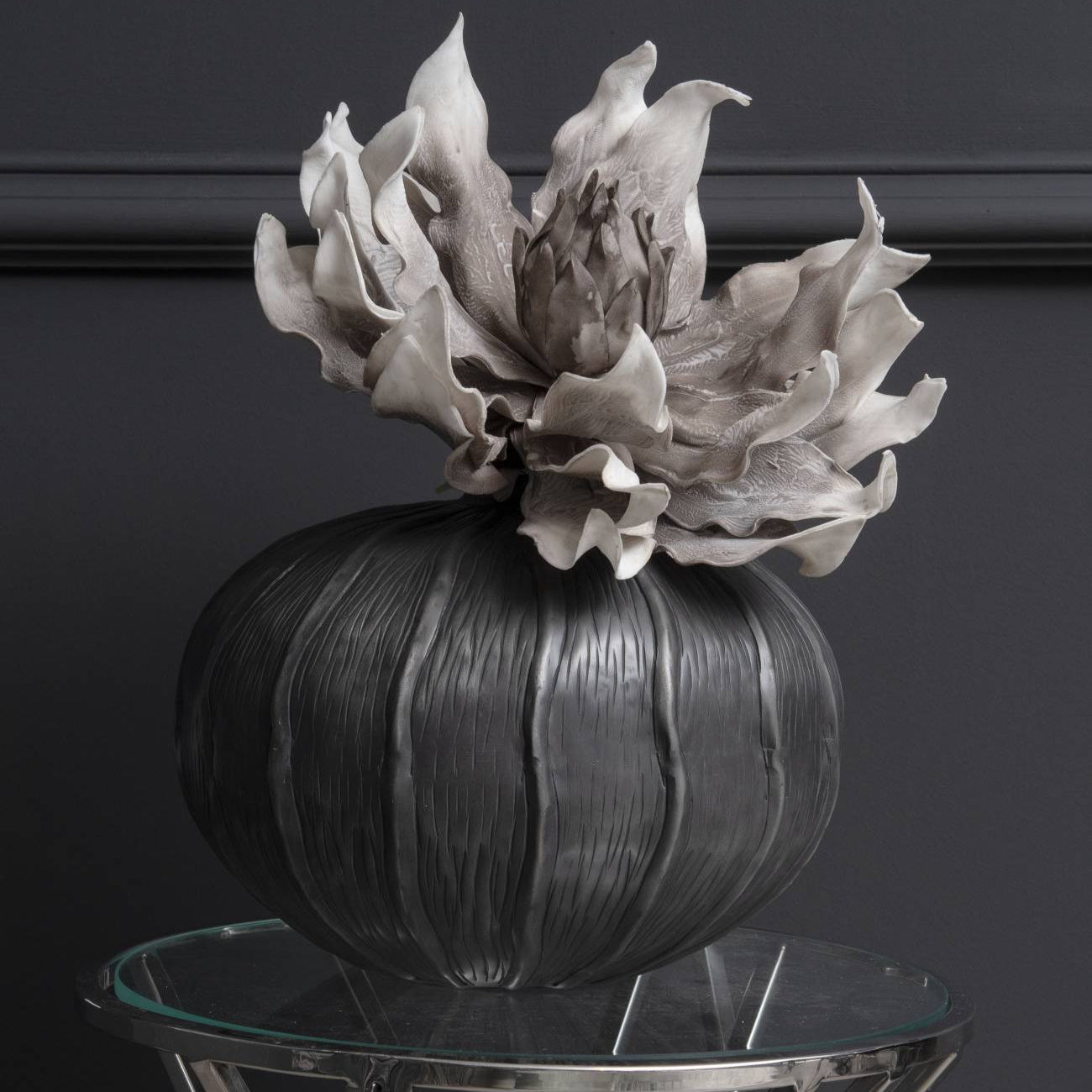 Pelham Matte Black Textured Squat Vase