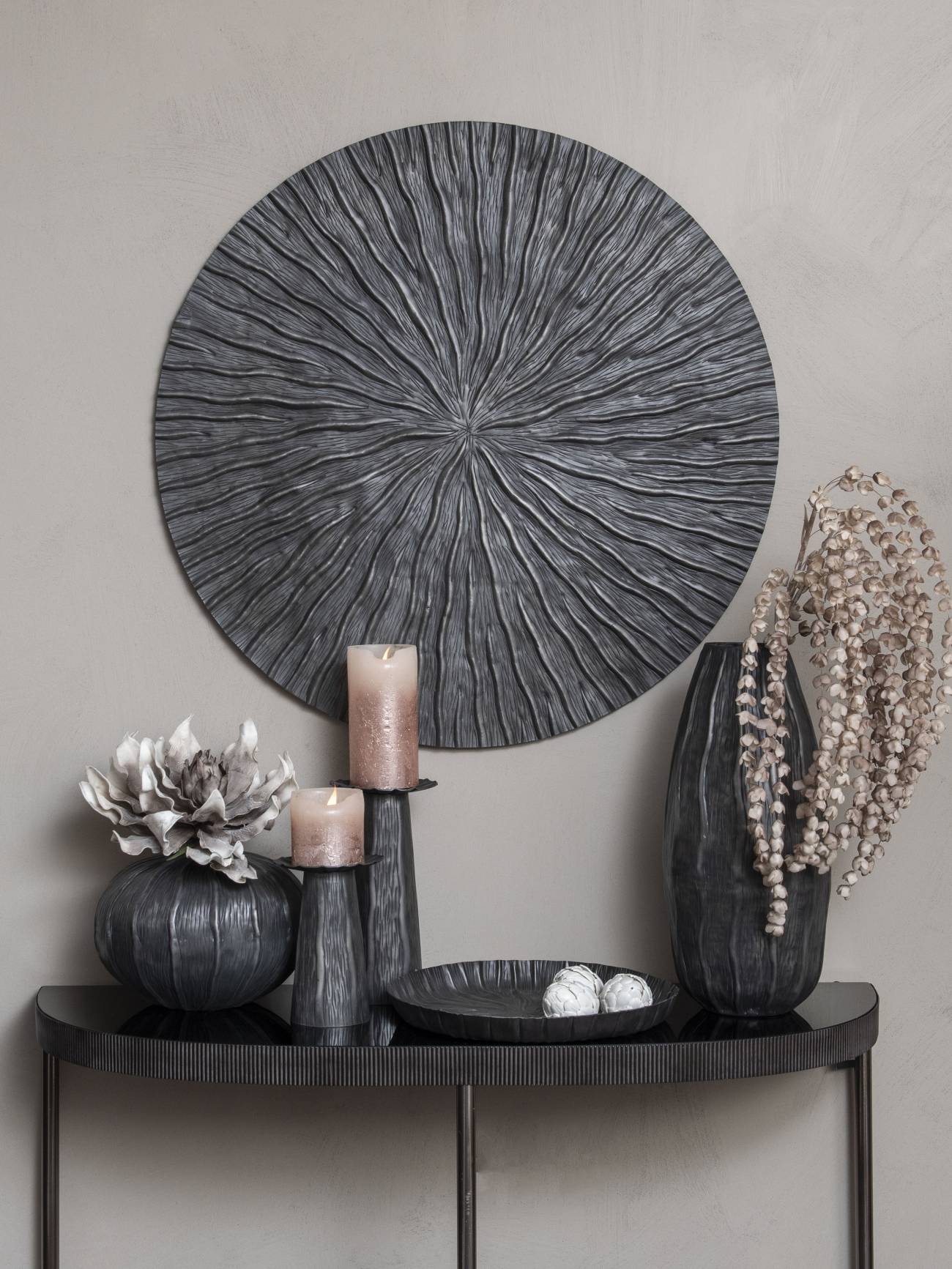 Pelham Matte Black Textured Squat Vase