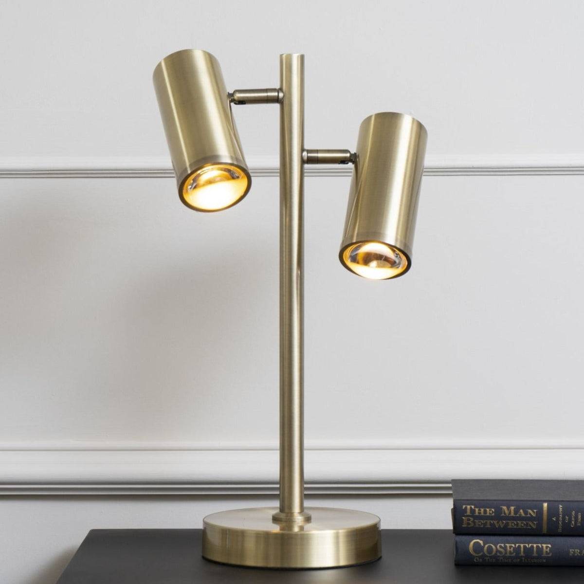 Stukely Gold Double Spotlight Table Lamp