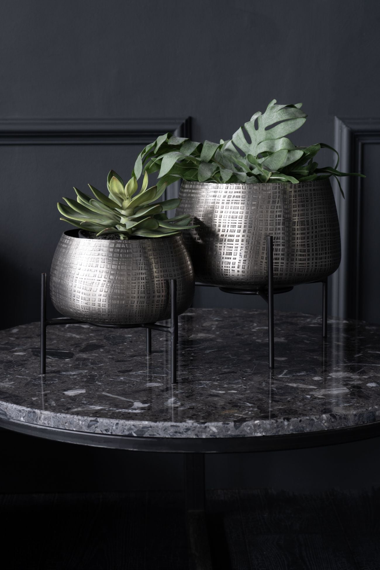 Set of 2 Clyde Tabletop Nickel Planters