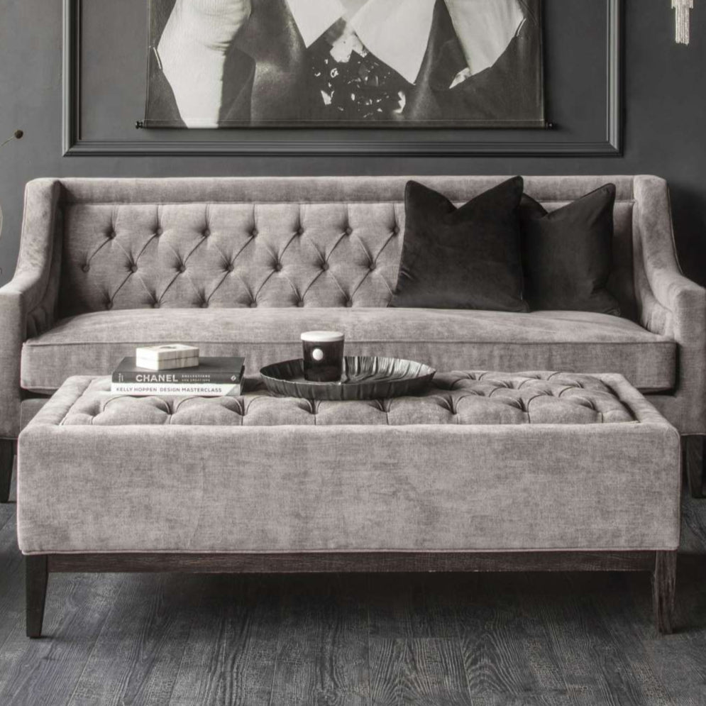 Theodore Warm Grey Buttoned XL Ottoman