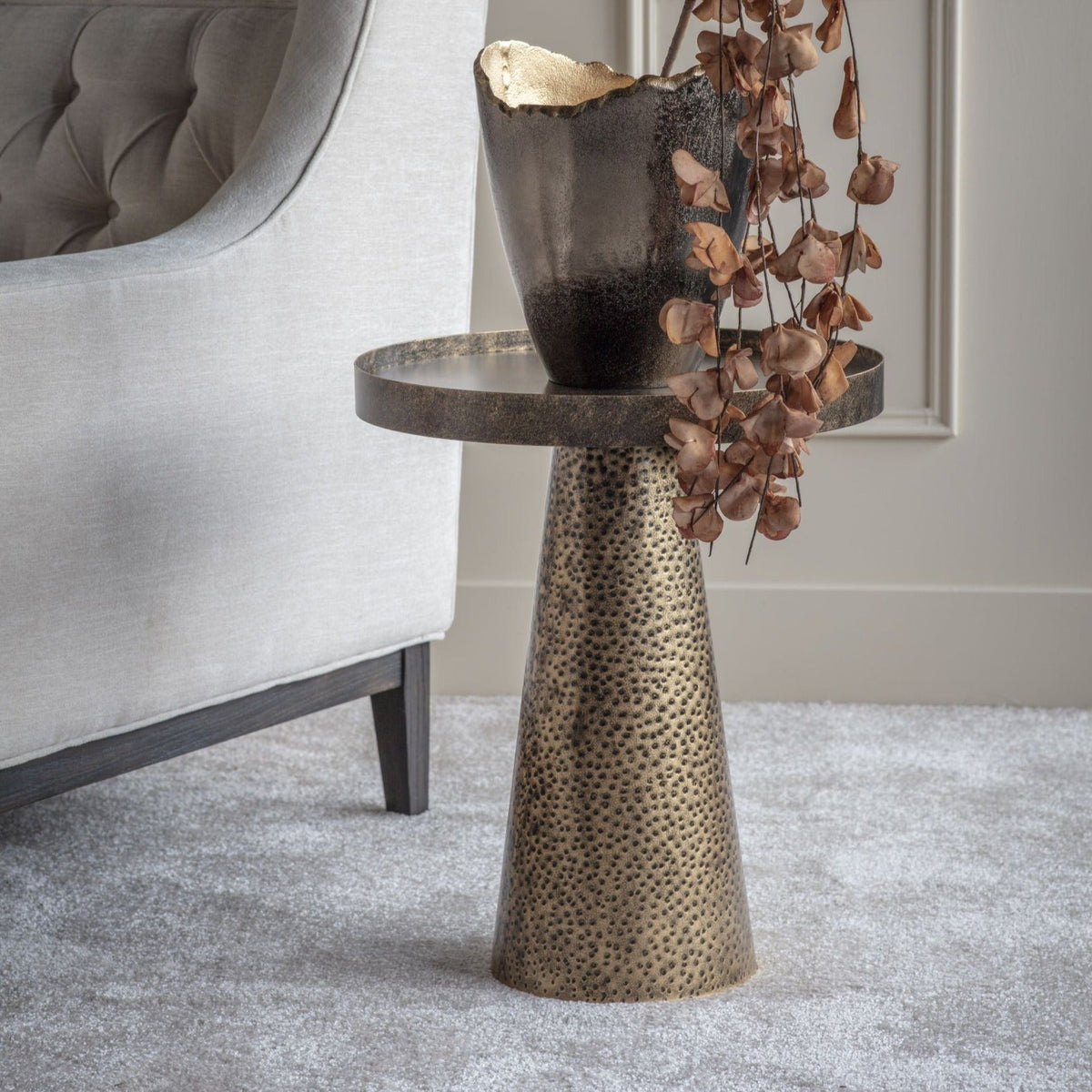 Sandbanks Rustic Antique Bronze Round Side Table