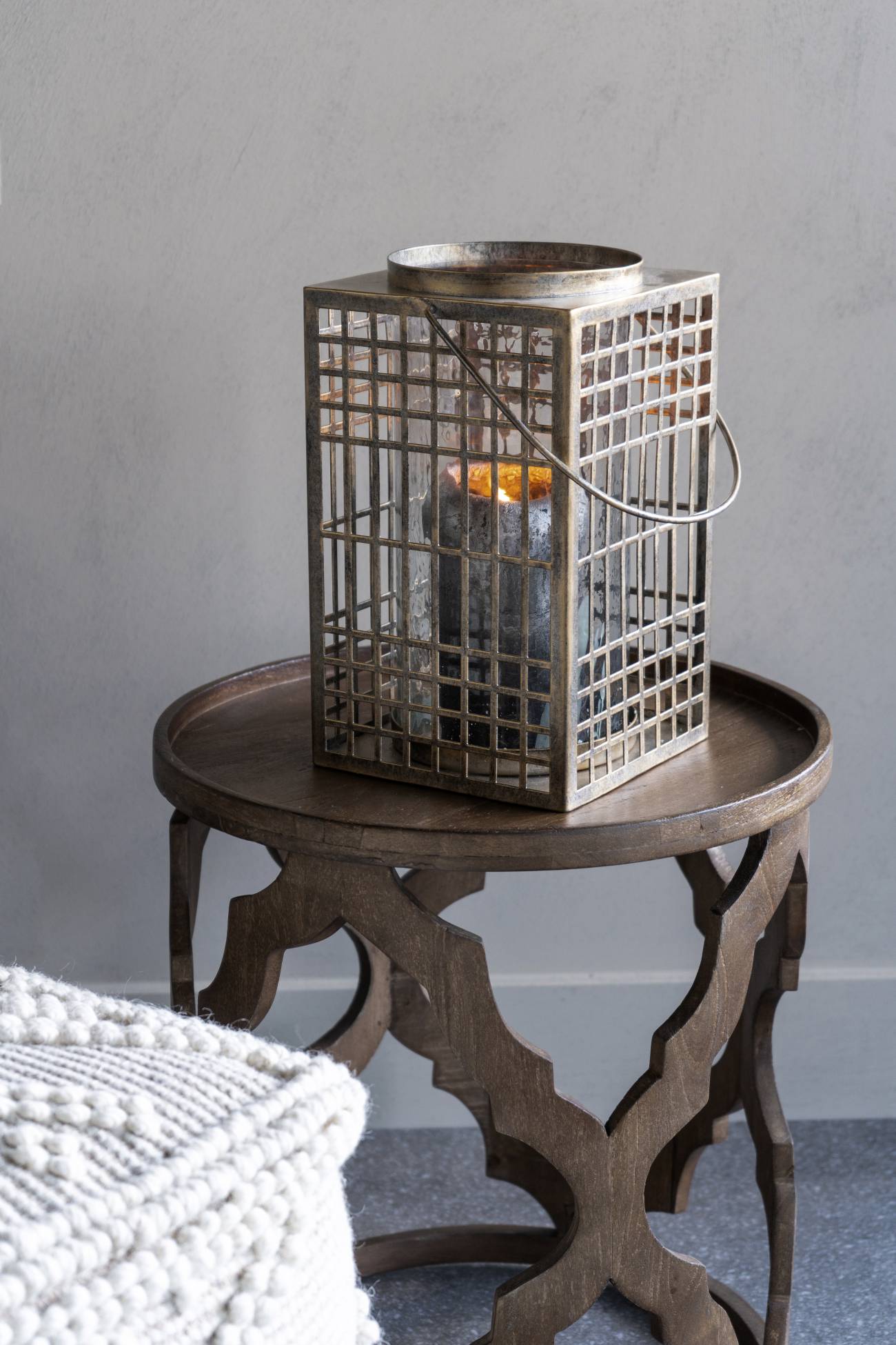 Barossa Fretwork Gold Square Lantern Small lifestyle