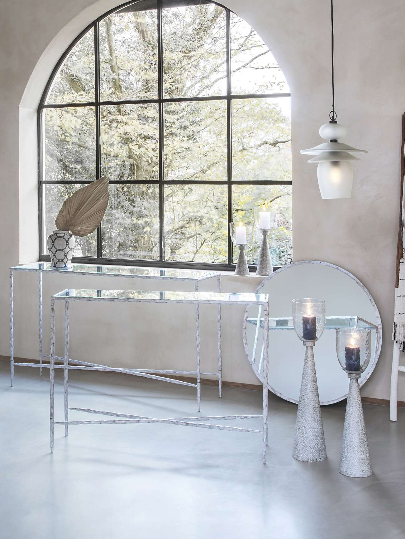 Sandbanks White Hurricane Floor Candle Holder | Small