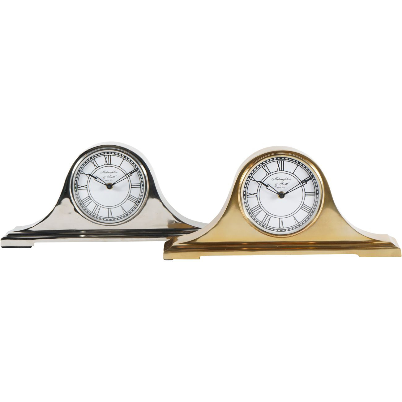 Retro Carriage Mantel Clock in Nickel Finish