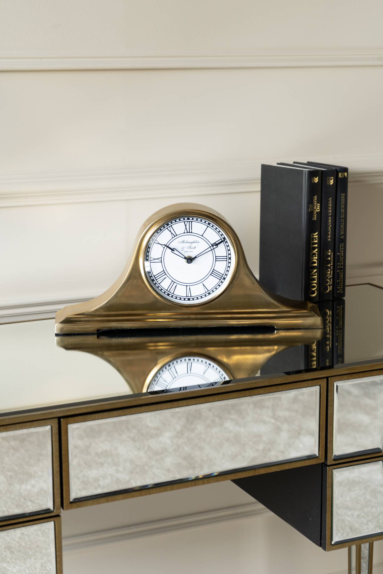 Retro Carriage Mantel Clock in Gold Brass Finish