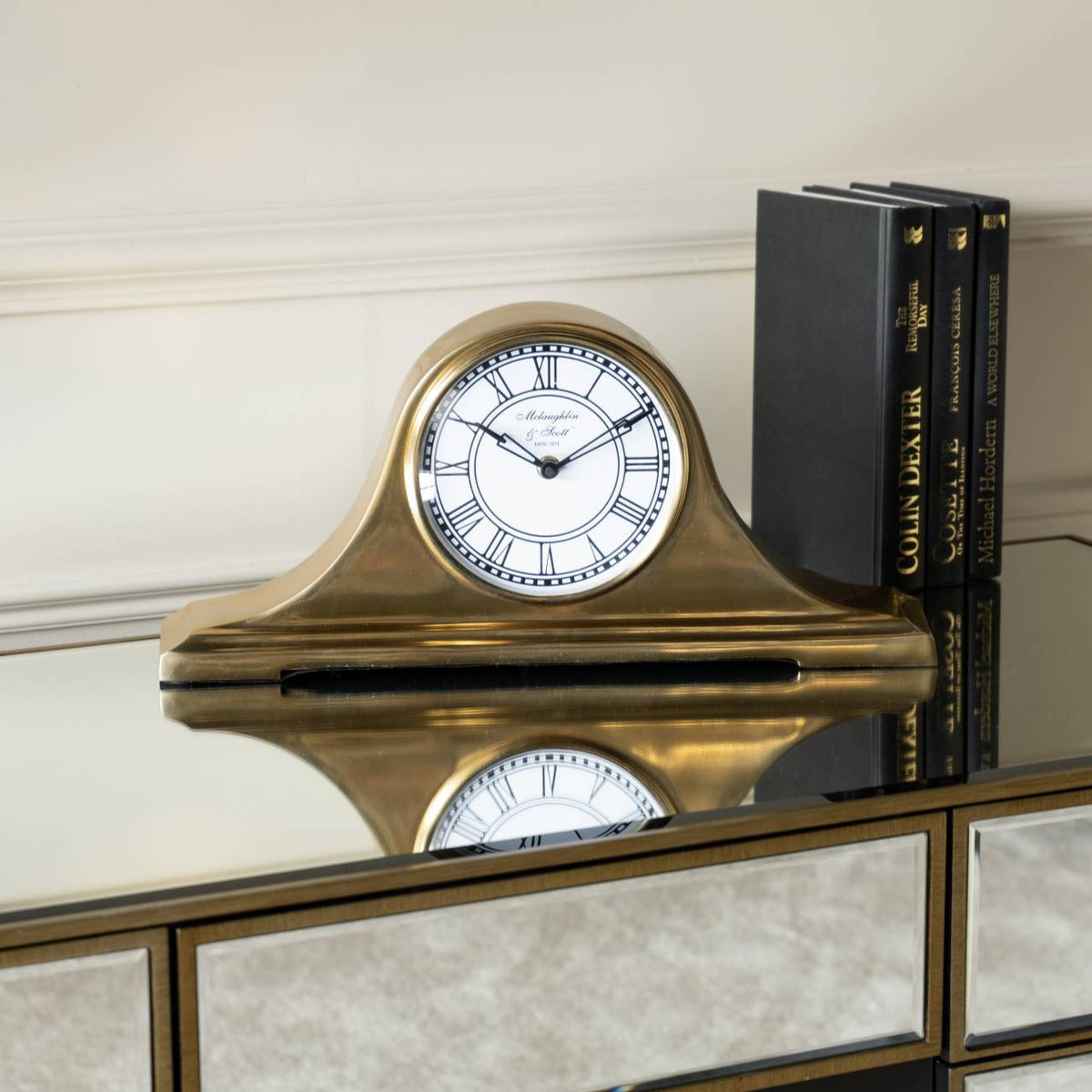 Retro Carriage Mantel Clock in Gold Brass Finish