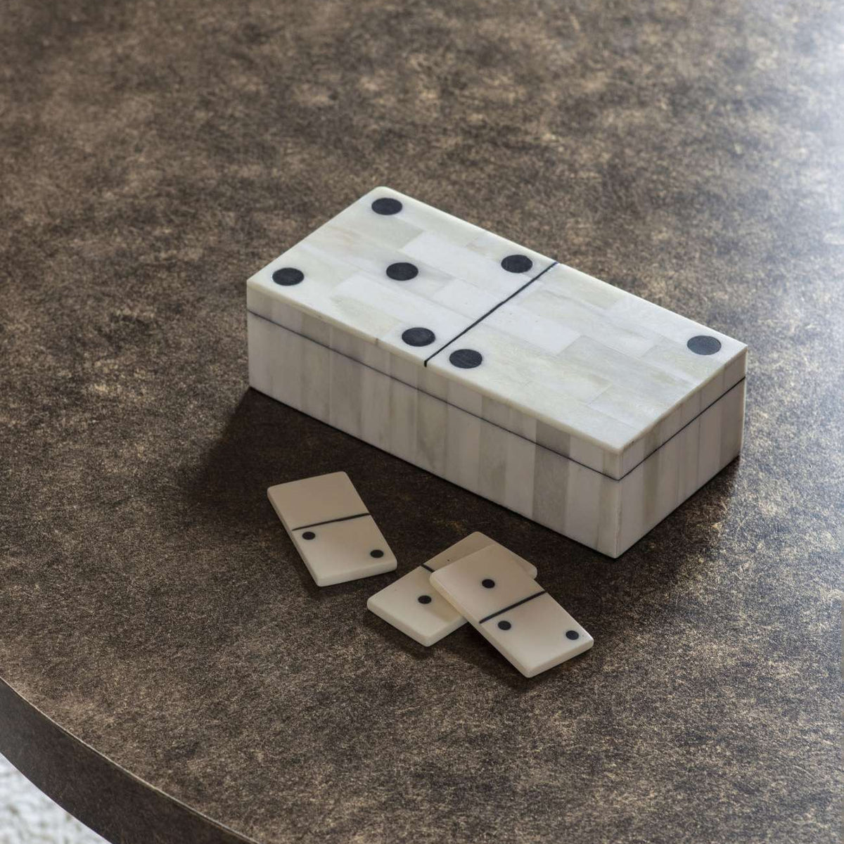 Chollerford Off White Bone Inlay Dominoes Box