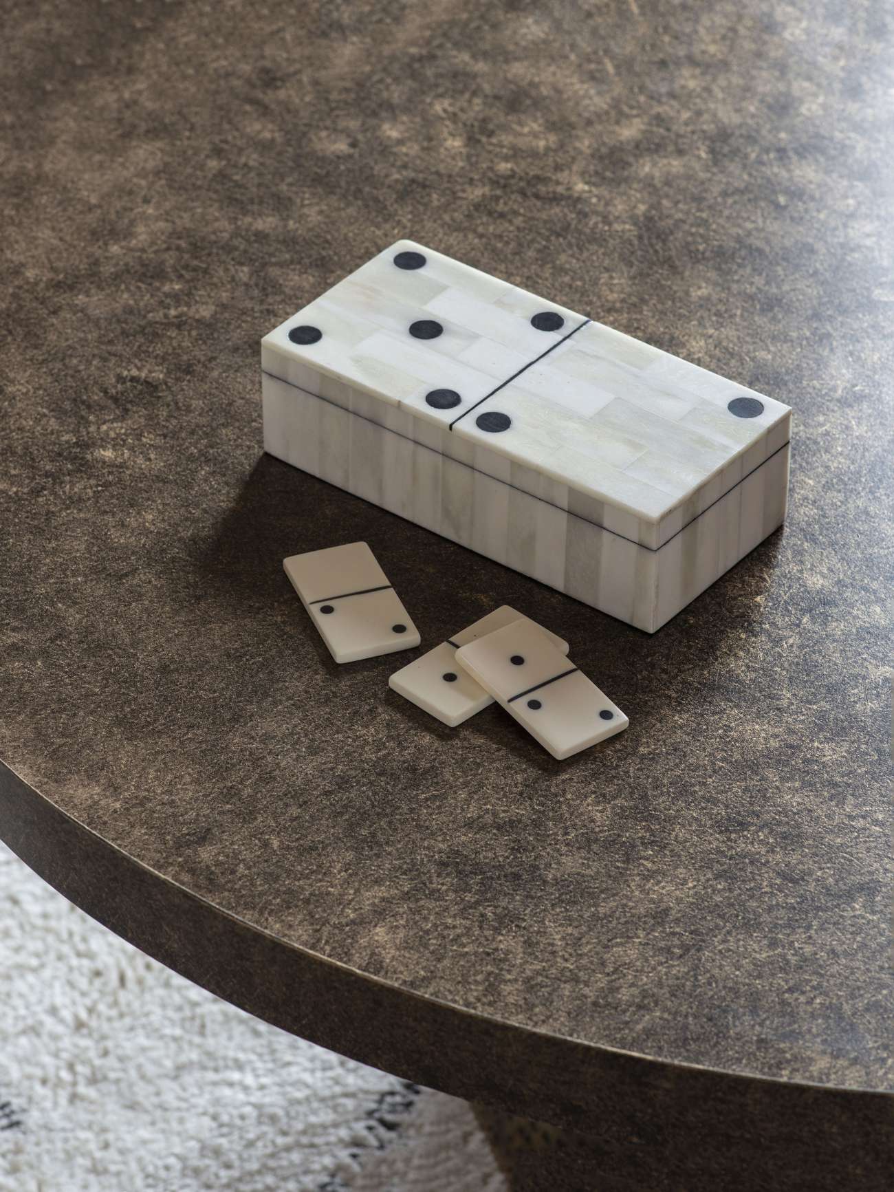 Chollerford Off White Bone Inlay Dominoes Box