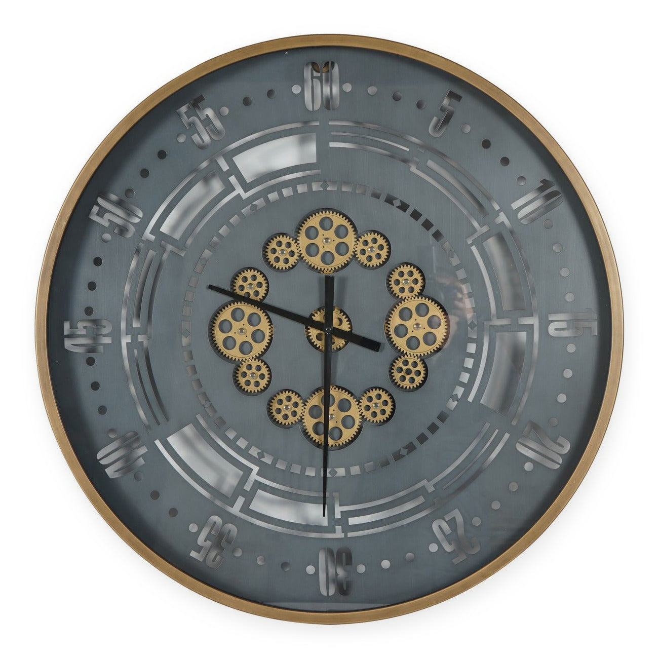 Manchester Industrial Round Gold & Grey Wall Clock