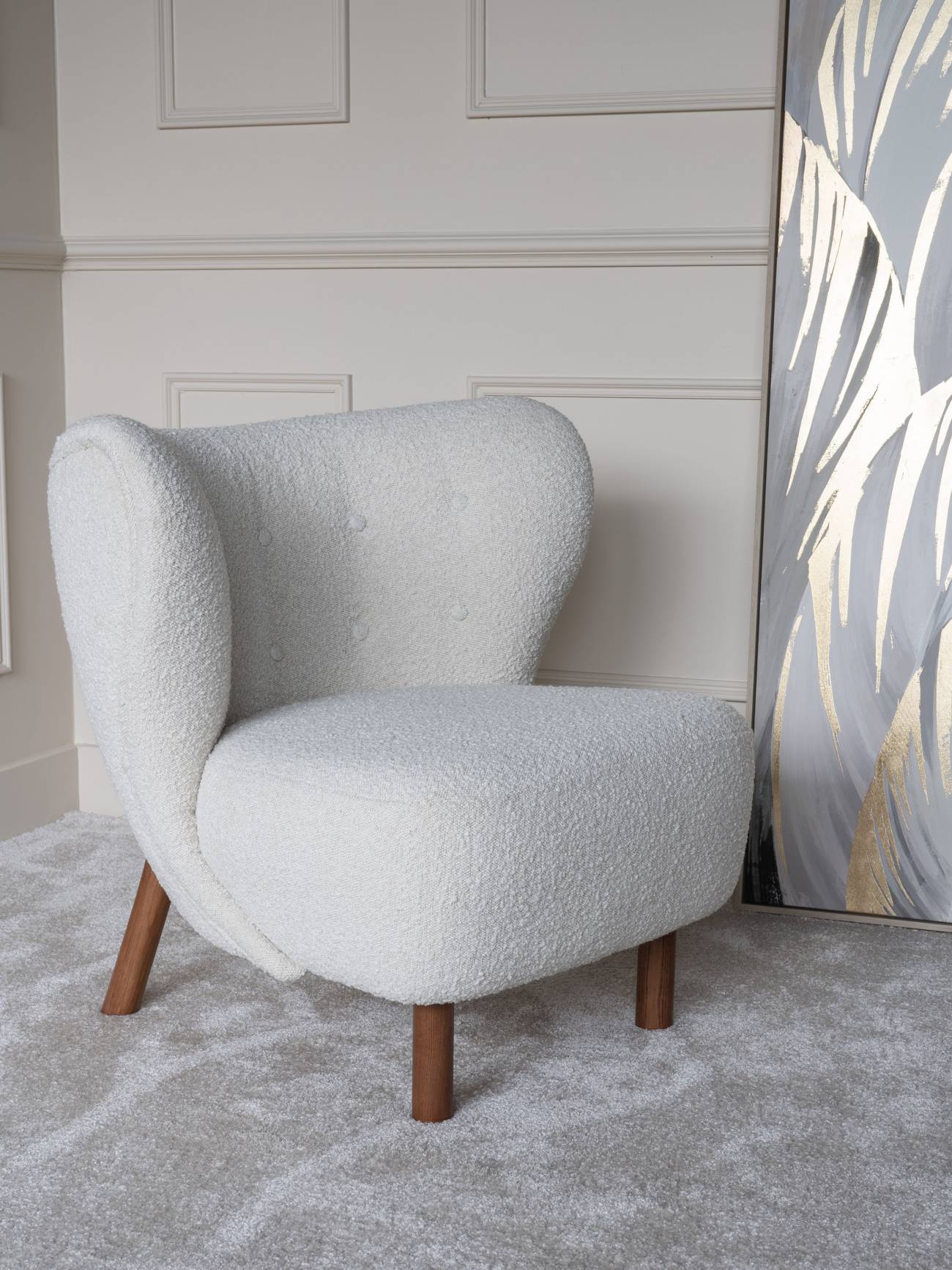 Lewis Cream Boucle Wingback Armchair lifestyle