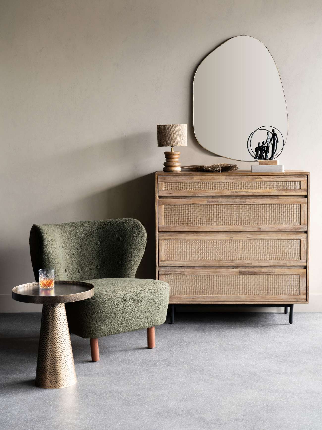 Lewis Hunter Green Boucle Wingback Armchair