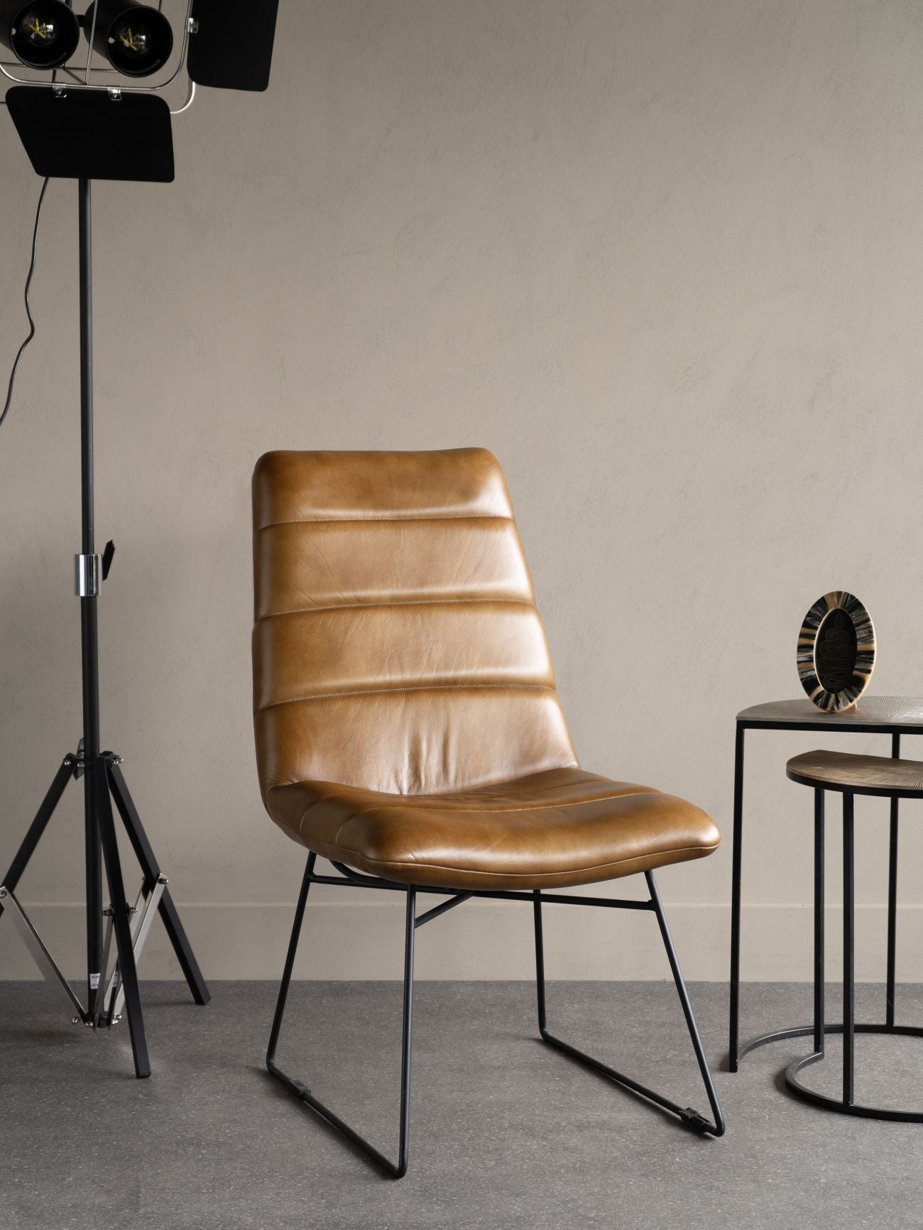 Arthur Cognac Tan Brown Leather Dining Chair