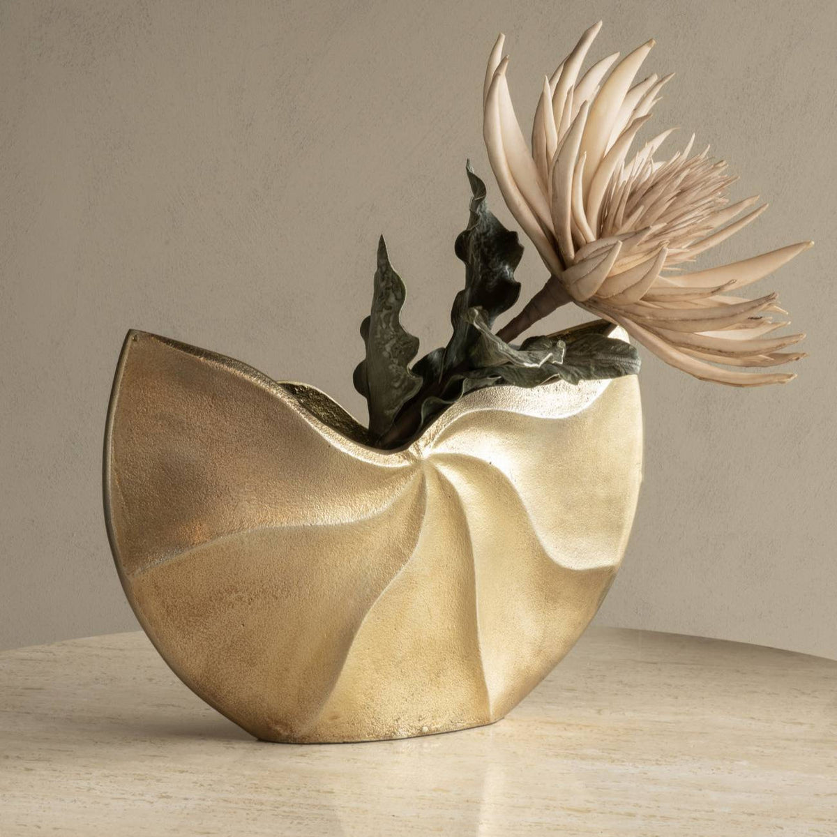 Cast Aluminium Gold Swirl Texture Vase