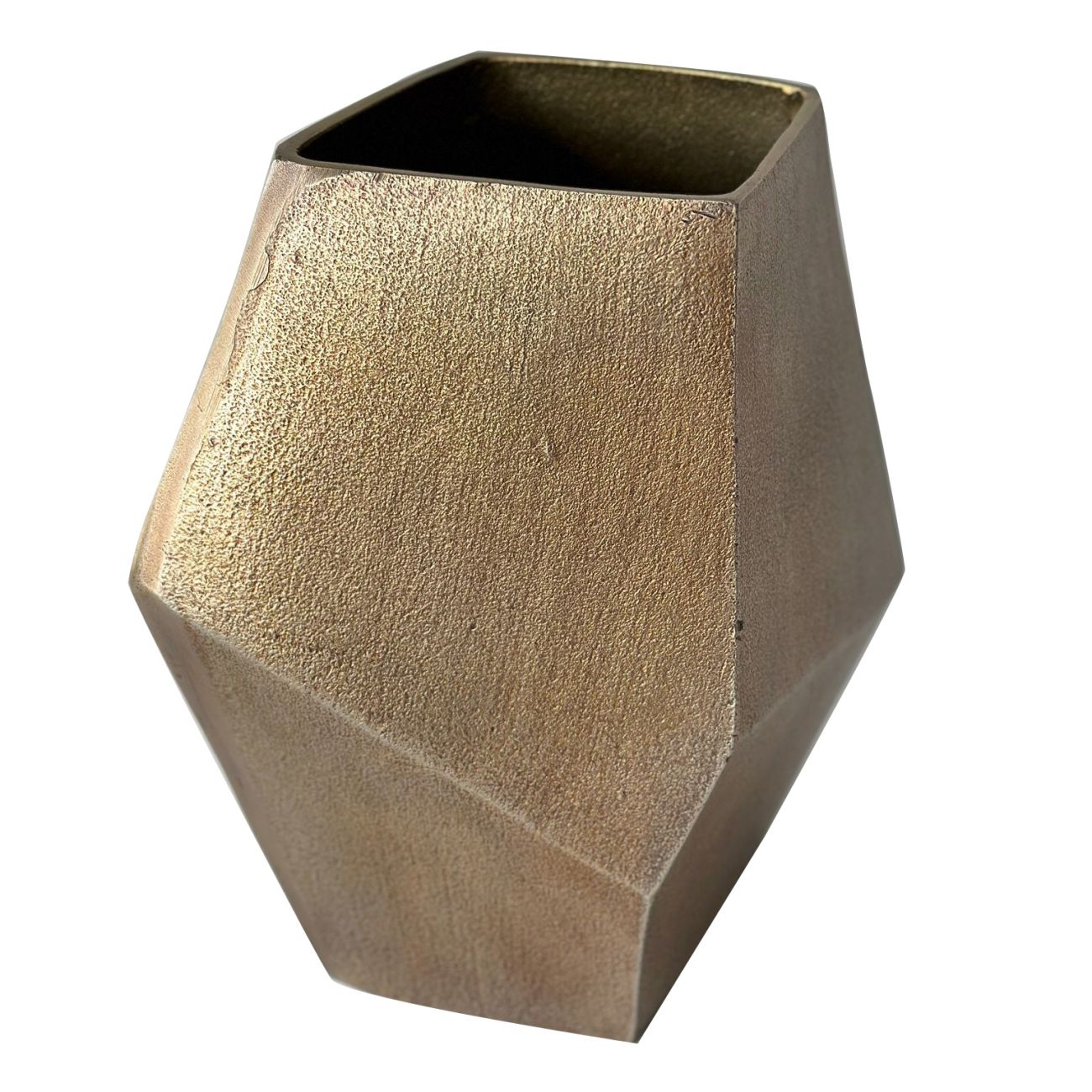 Cast Aluminium Faceted Antique Brass Vase product detail