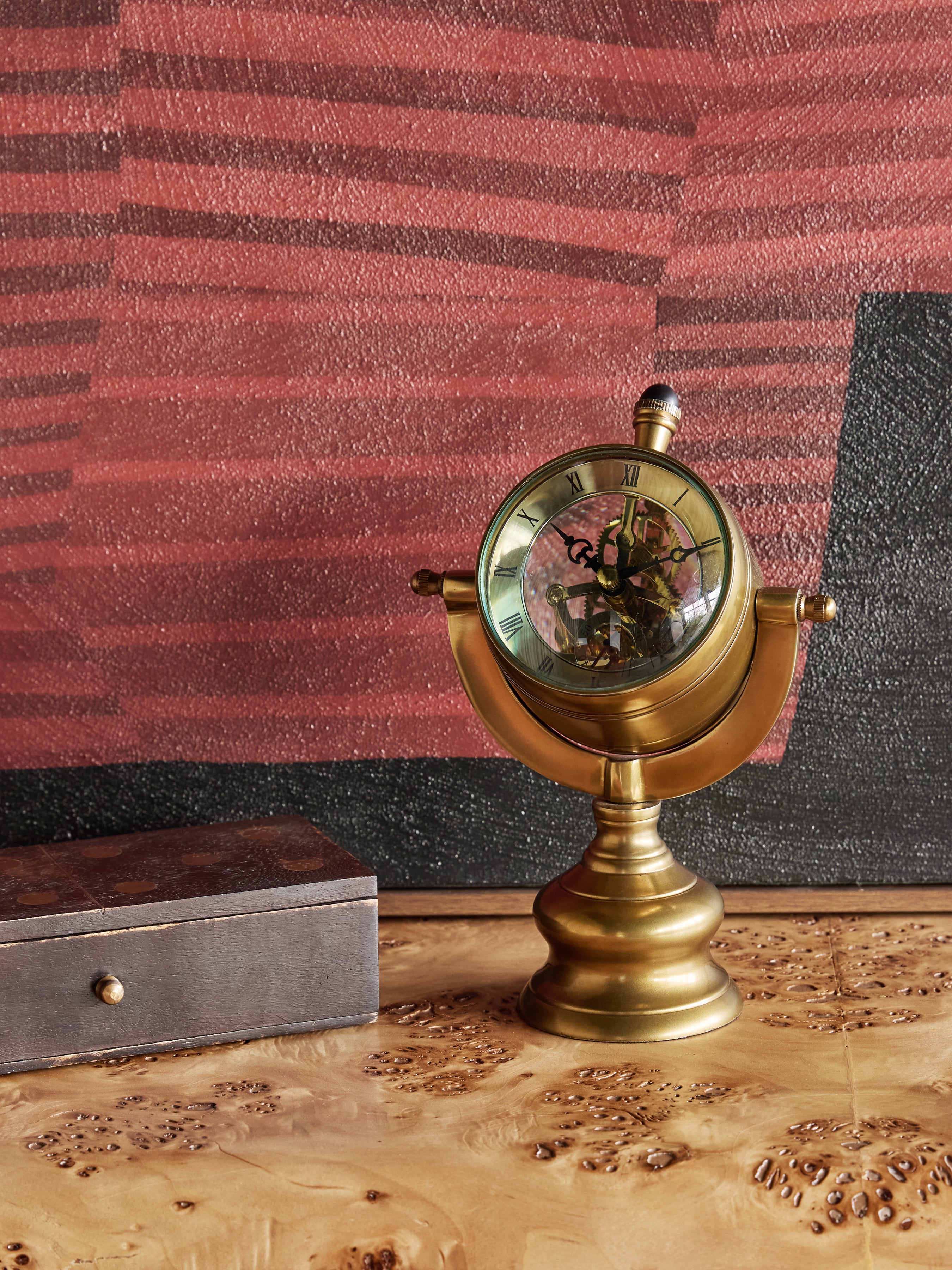 Columbia Cog Mechanism Antique Brass Finish Mantle Clock lifestyle