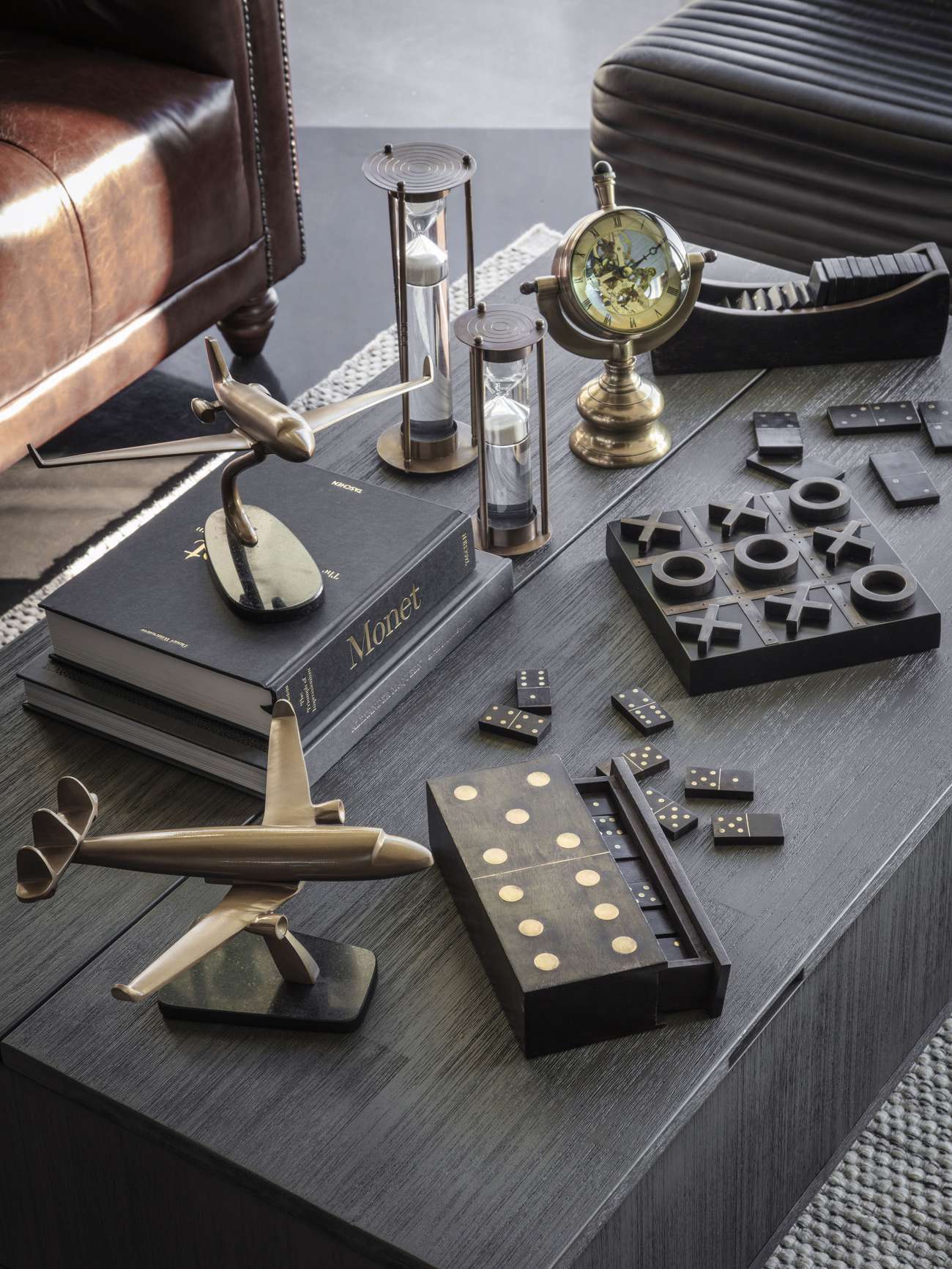 Columbia Brown Wood Domino Set lifestyle