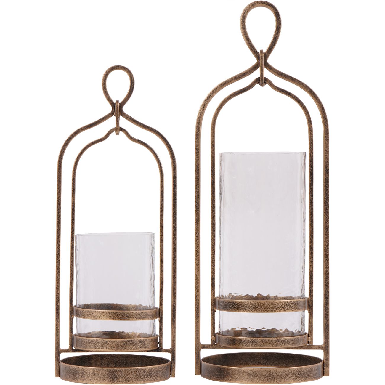 Laura Ashley Aged Gold Loop Hurricane Candle Holder | Large