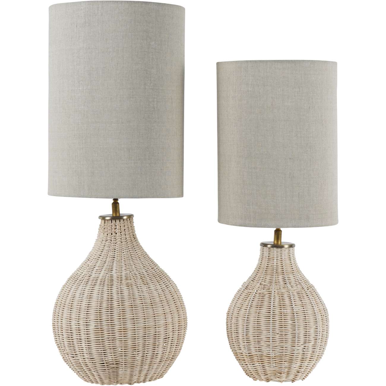 Natural Rattan Lamp with Natural Drum Shade Small