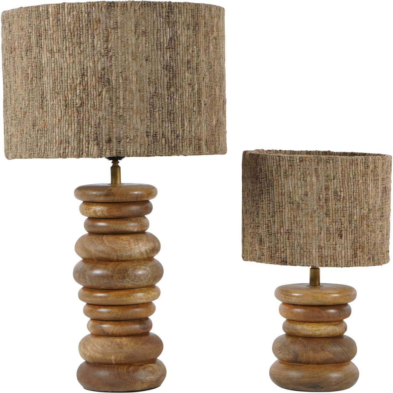 Leon Solid Wood Table Lamp with Natural Silk Jute Shade Small