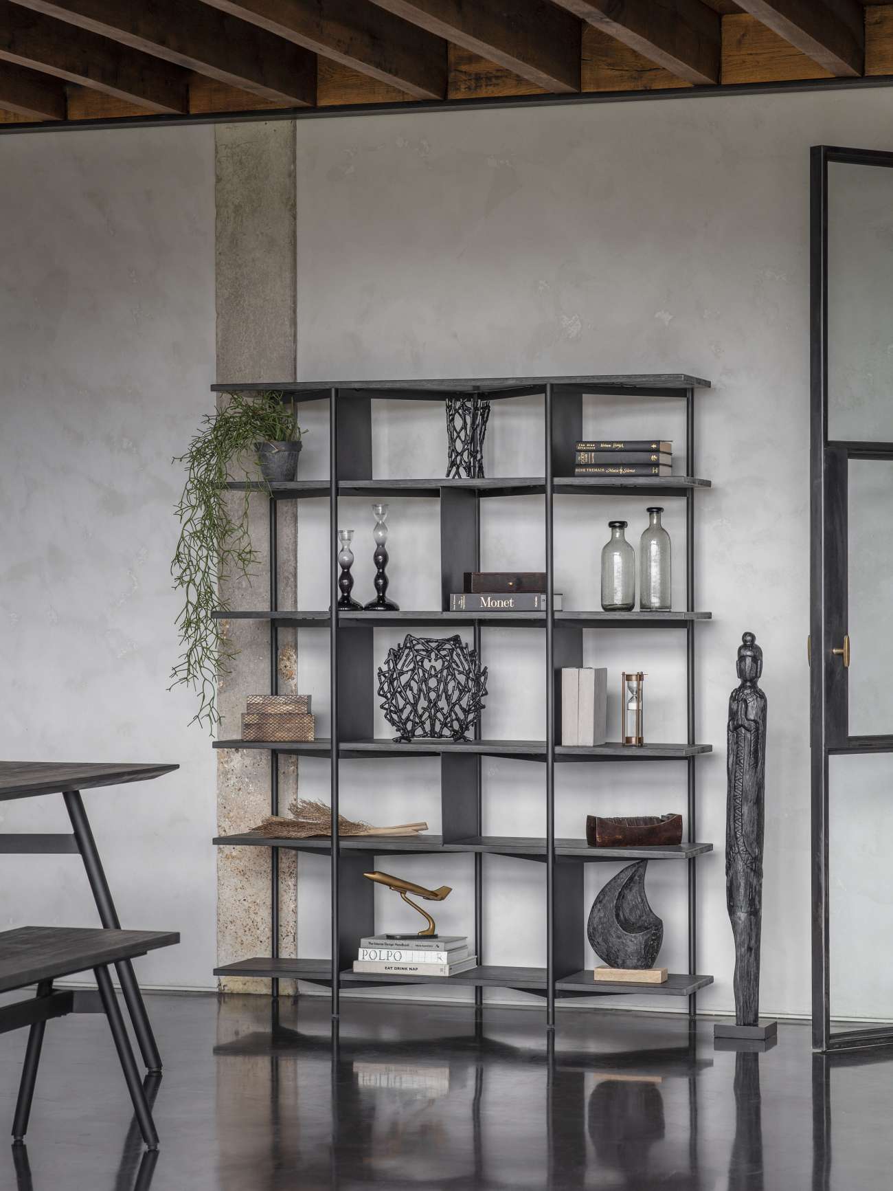 Twig Sculpture Black Disc Vase