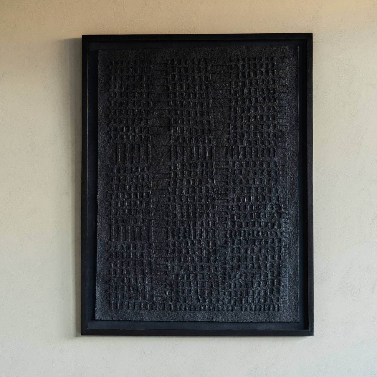 Trenton Abstract Black Papier Mache Large Framed Wall Art 2